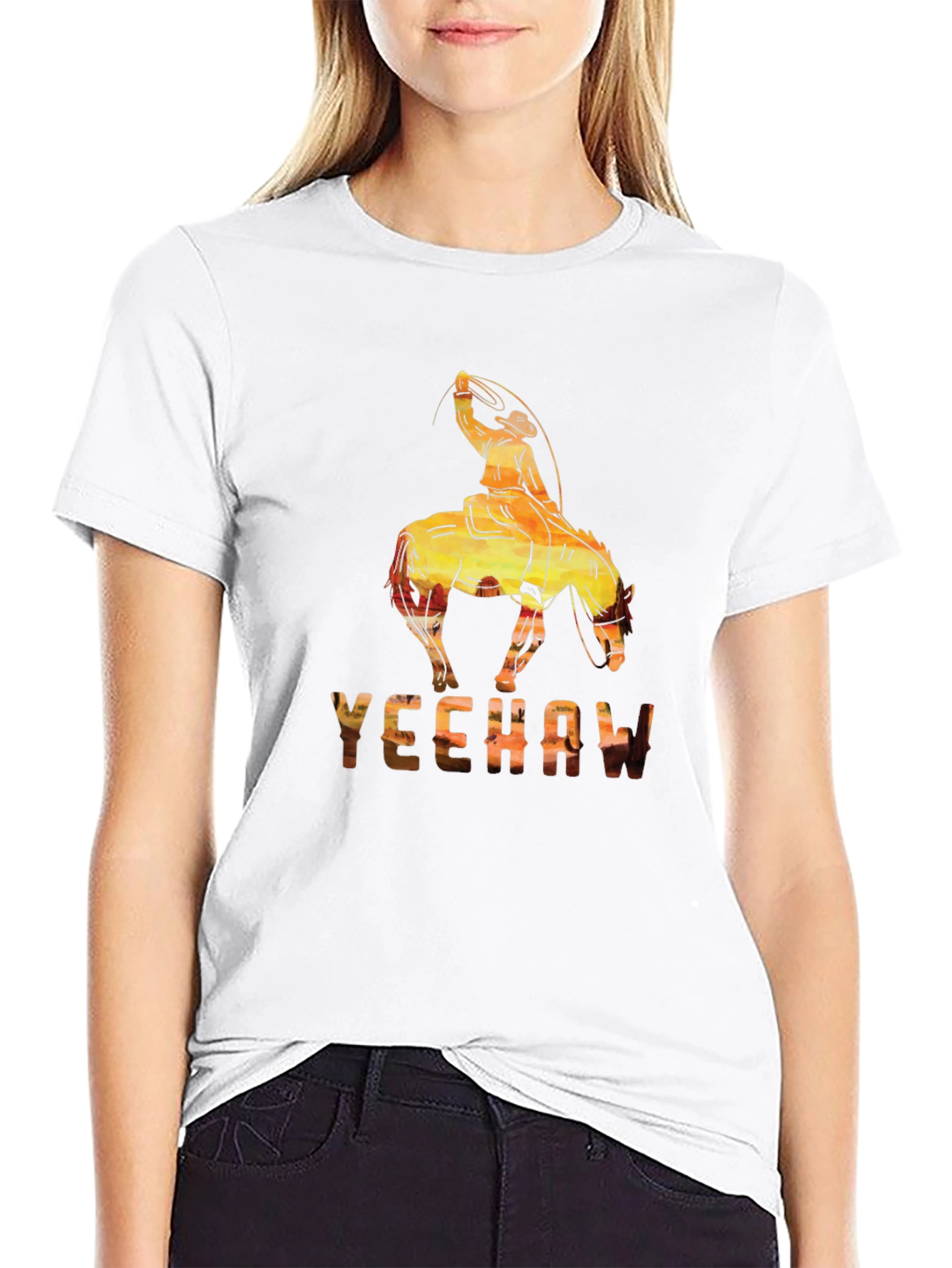 Black Yeehaw Cowboy Graphic Tee - Western Style Shirt view 9