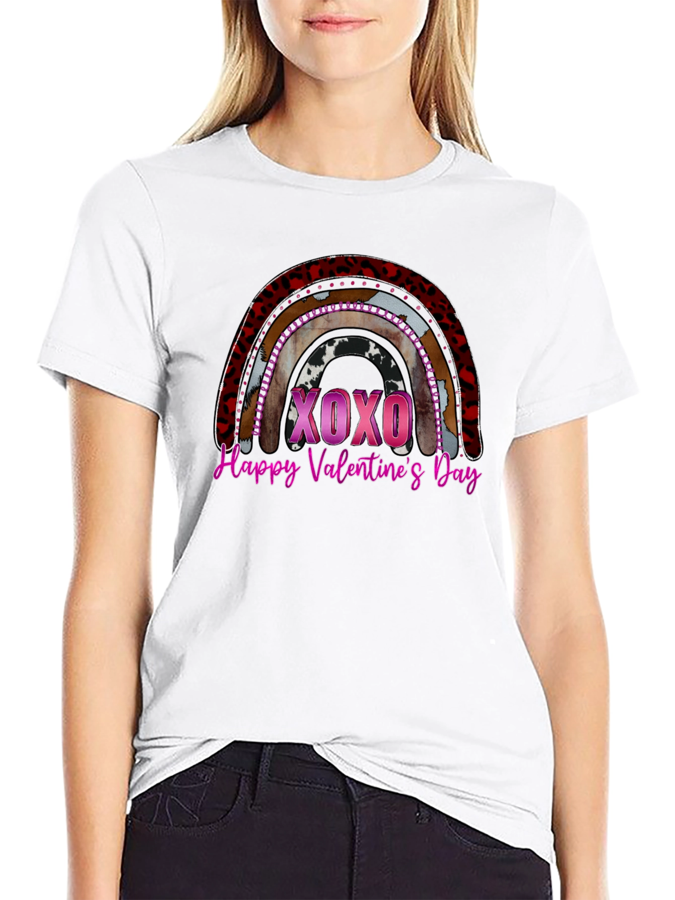 Black Valentine's Day Rainbow Graphic Tee view 9