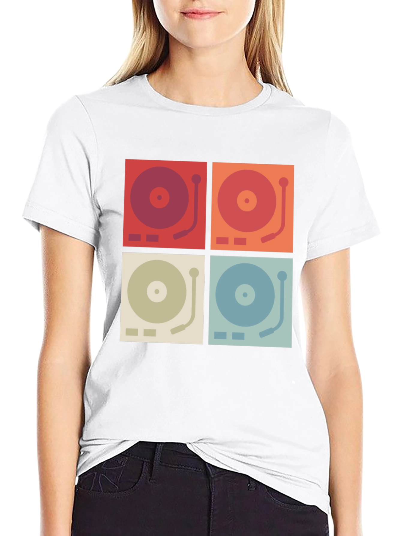 Black Retro Turntable Graphic Tee view 9