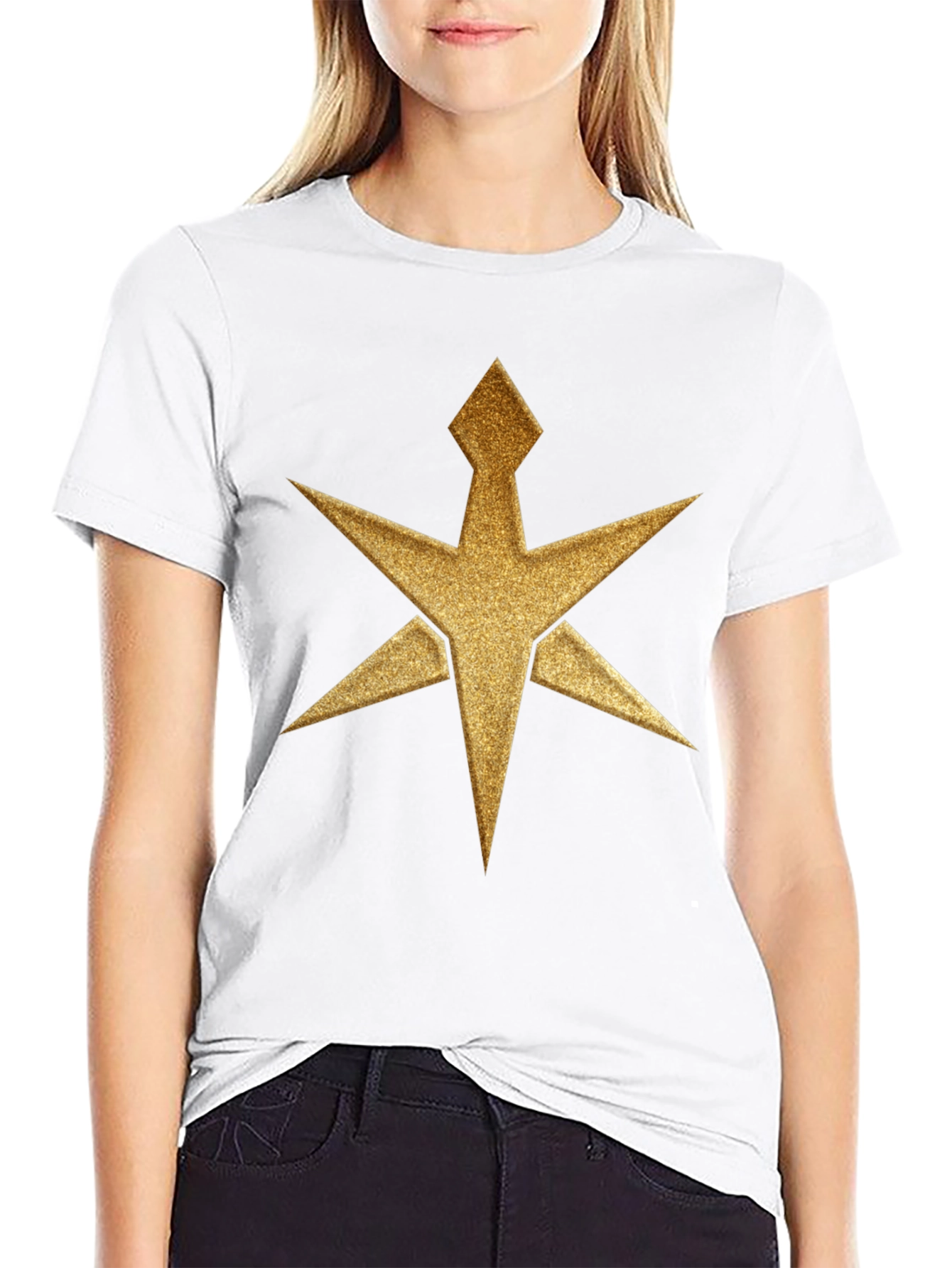 Black Gold Starburst Graphic Tee - Black Cotton Blend view 9