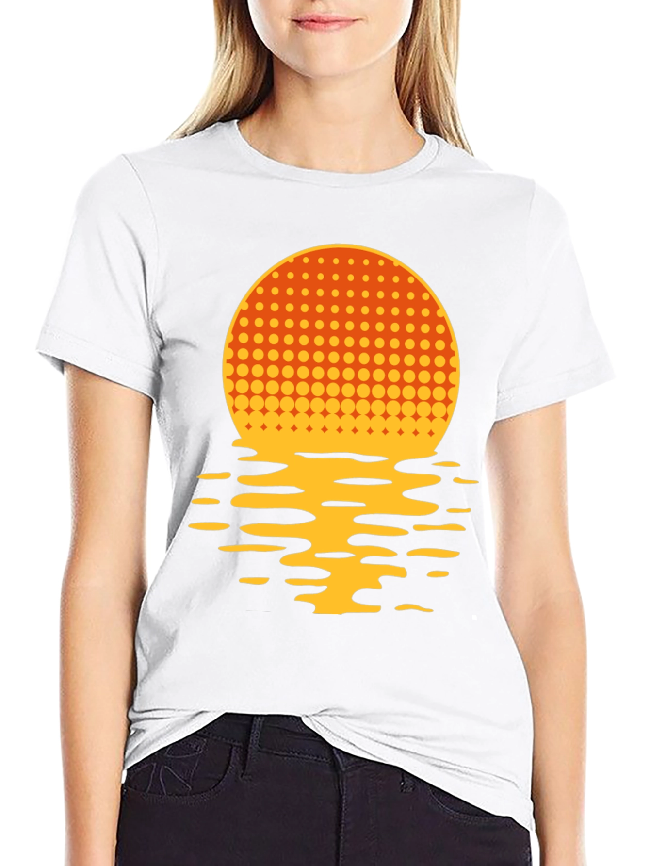 Black Sunset Reflection Graphic T-Shirt view 9