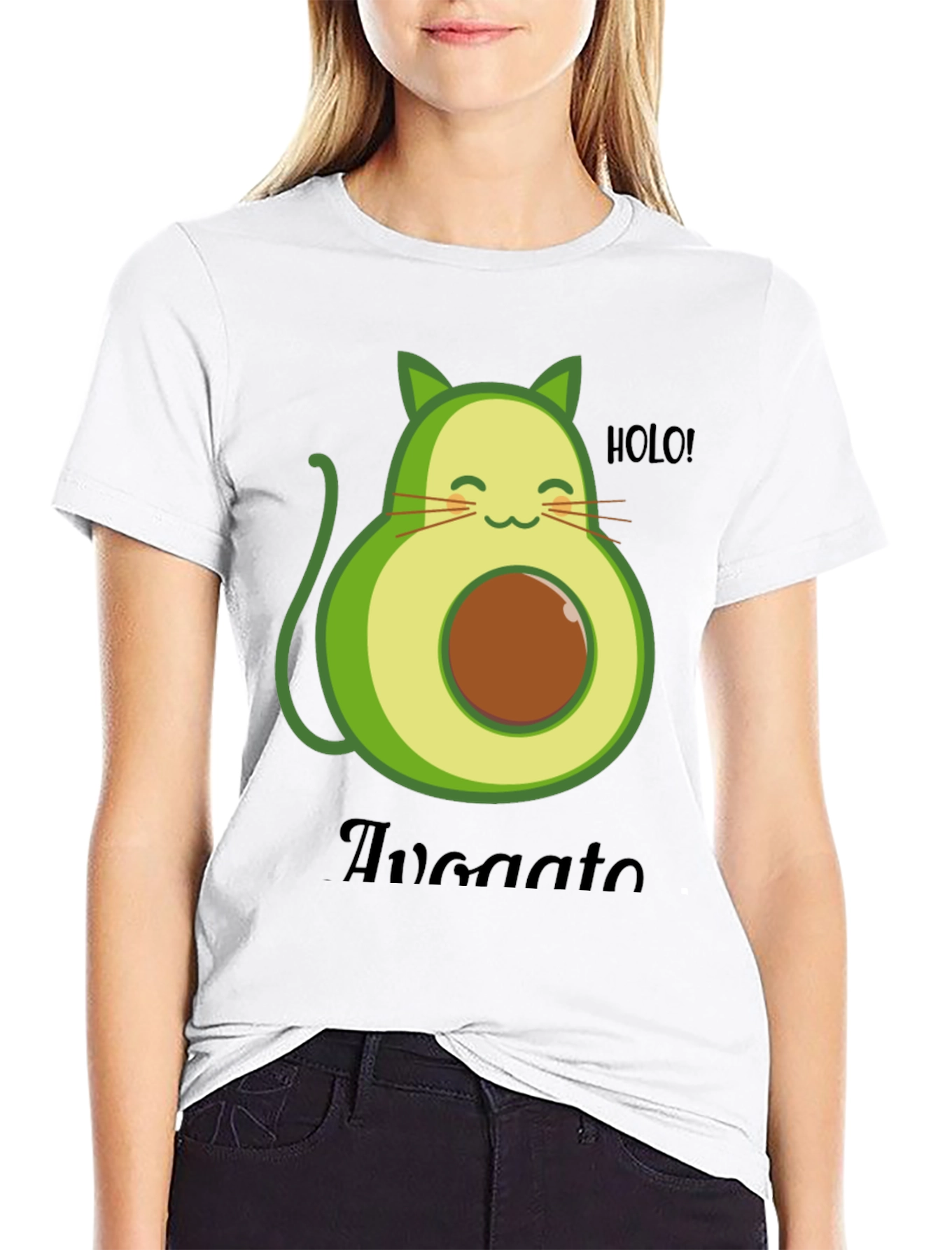 Black Avocato T-Shirt - Avocado Cat Pun Tee view 9