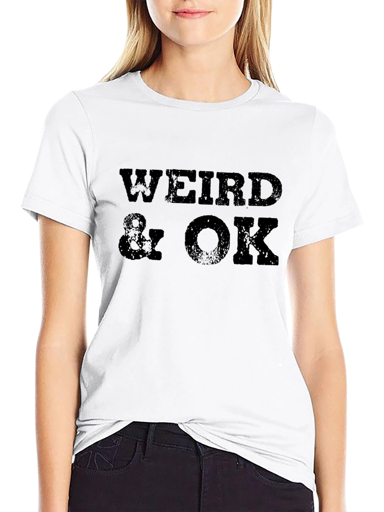 Black Weird & OK Graphic Tee - Men's Black T-Shirt view 9