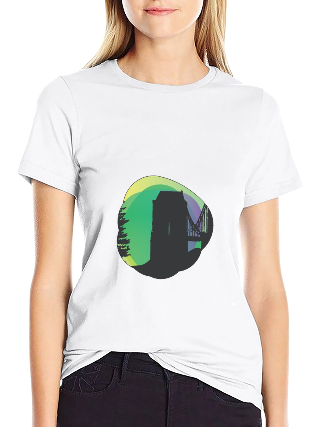 Black Modern Silhouette Graphic Tee view 9