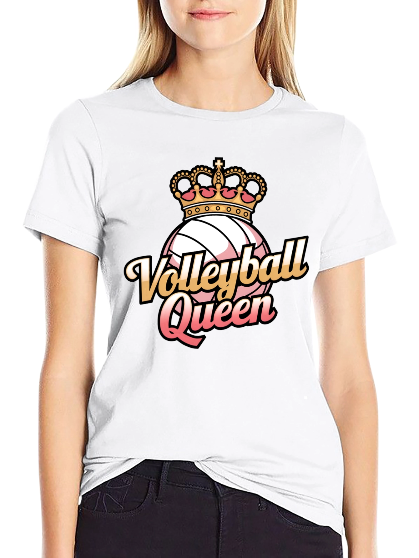 Black Volleyball Queen Graphic Tee view 9