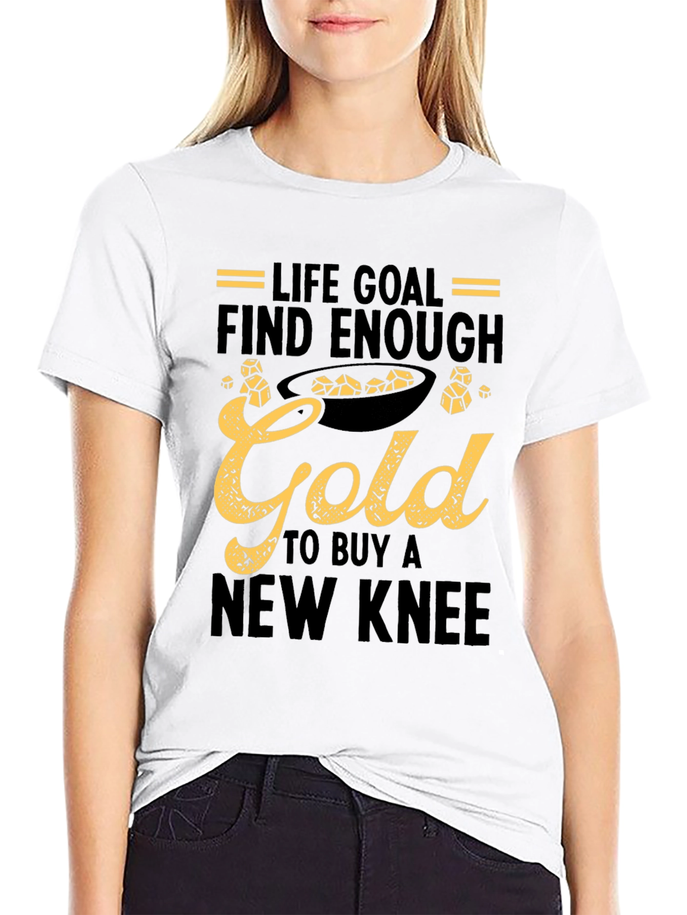 Black Life Goal Gold New Knee Funny T-Shirt view 9