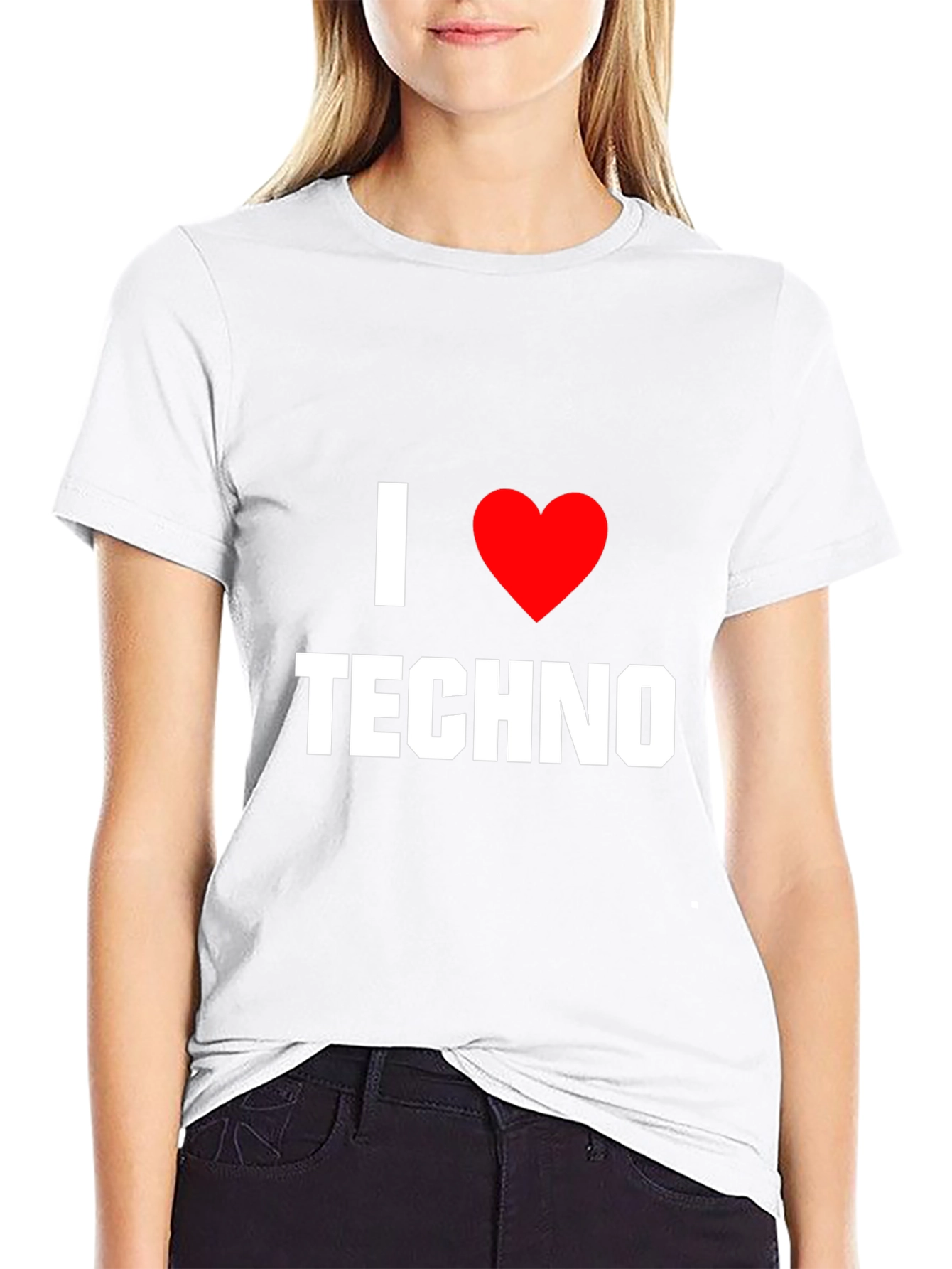 Black I Love Techno T-Shirt - Graphic Music Tee view 9