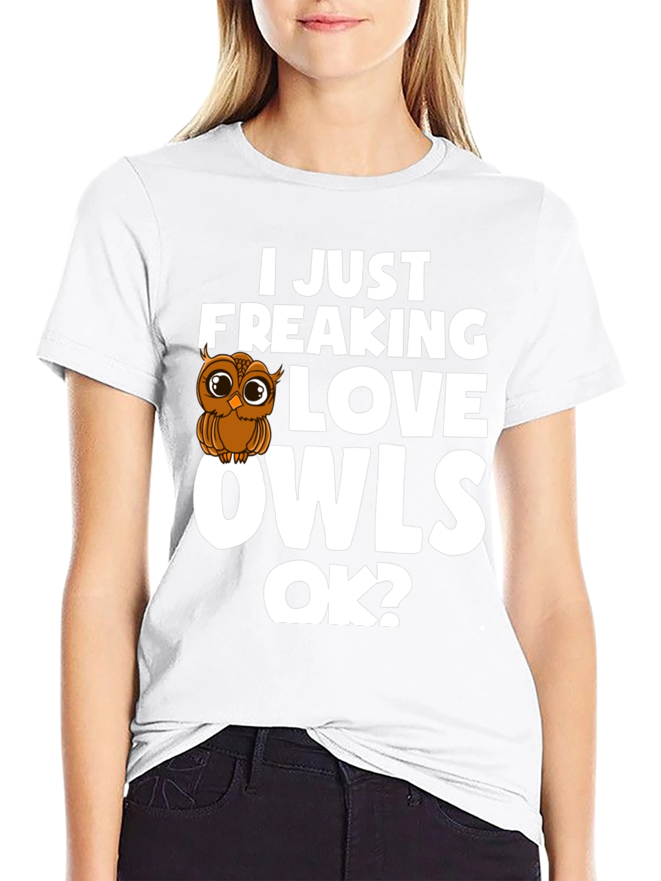 Black I Love Owls T-Shirt - Unisex Black Tee view 9