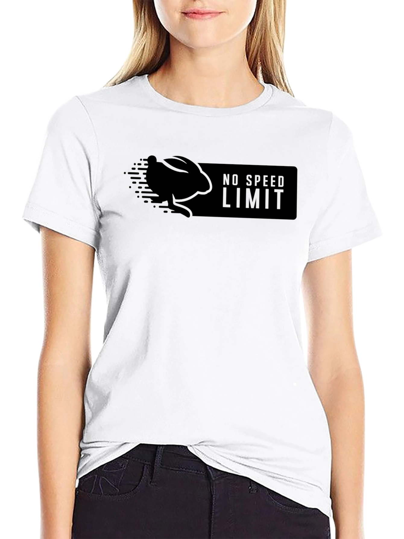 Black No Speed Limit Black T-Shirt with Rabbit Design view 9