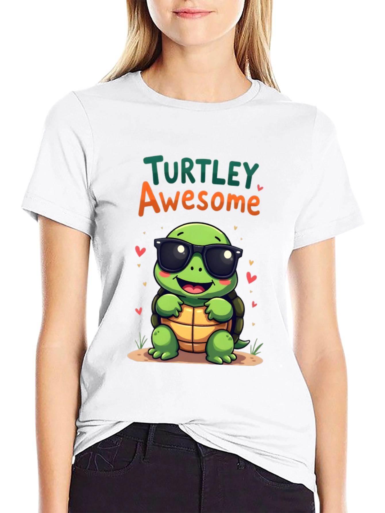 Black Turtley Awesome Graphic Tee - Cute Cartoon Turtle T-Shirt view 9