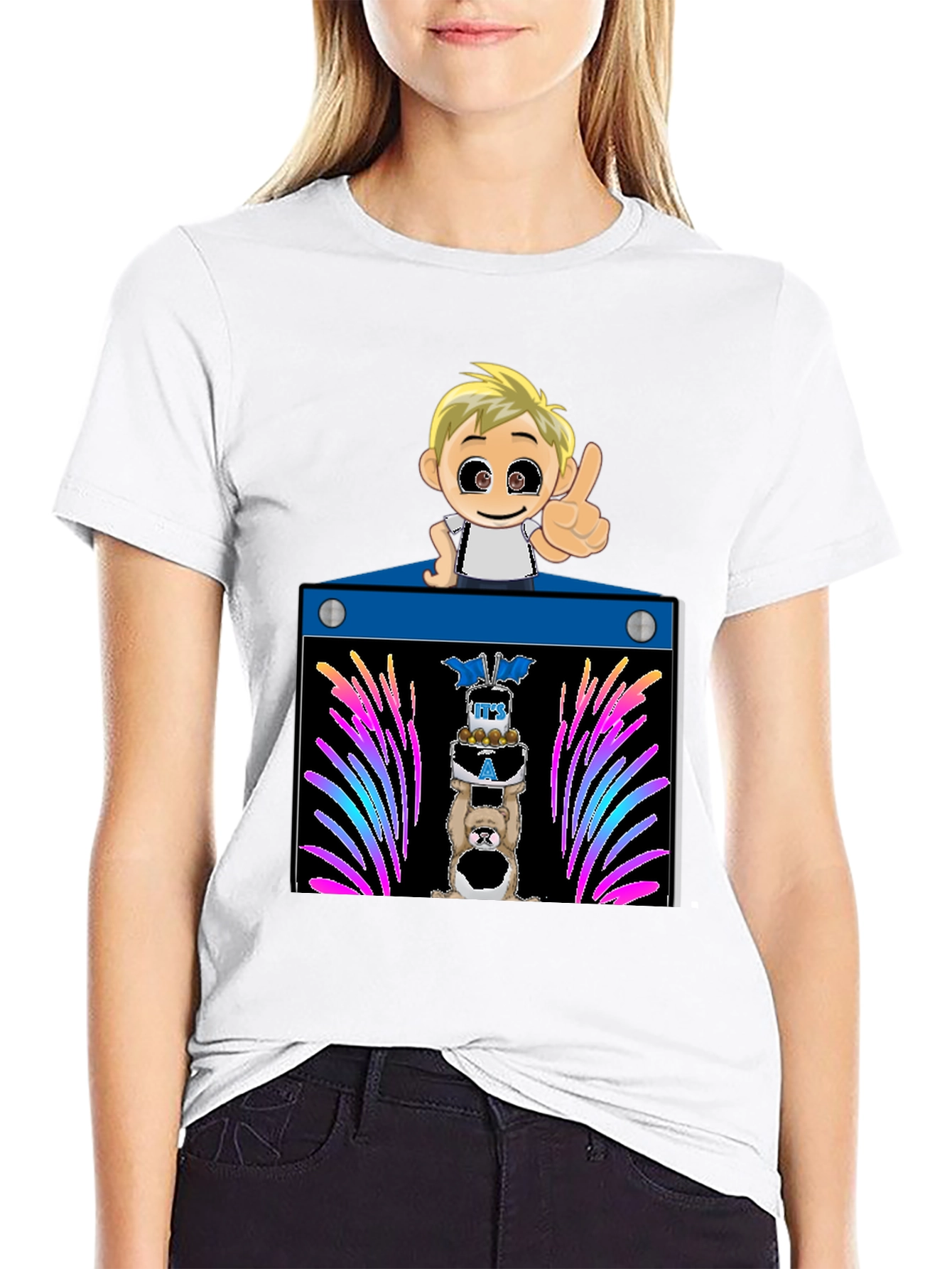 Black Cartoon Boy Birthday T-Shirt view 9