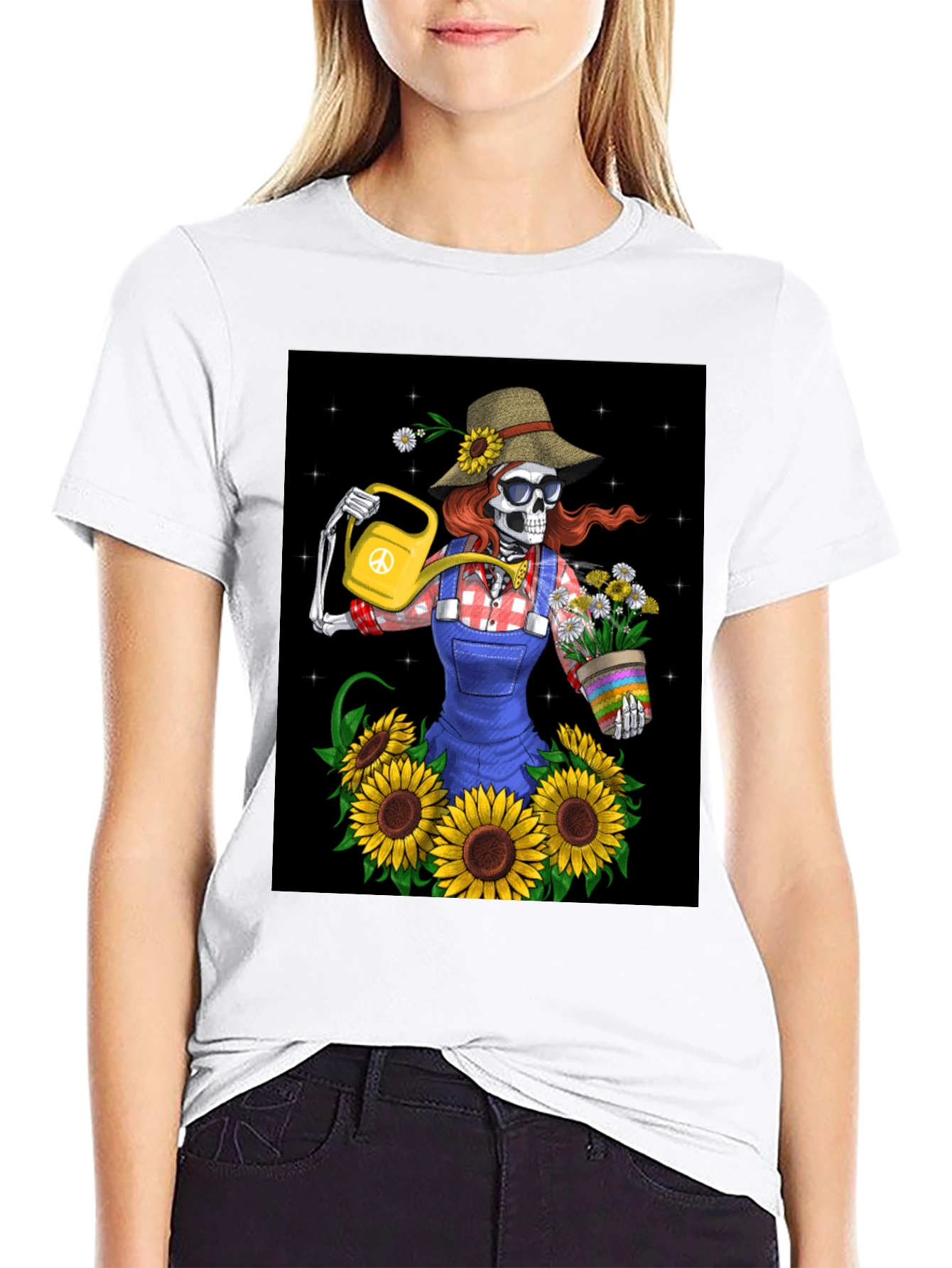 Black Skeleton Gardener Graphic T-Shirt view 9