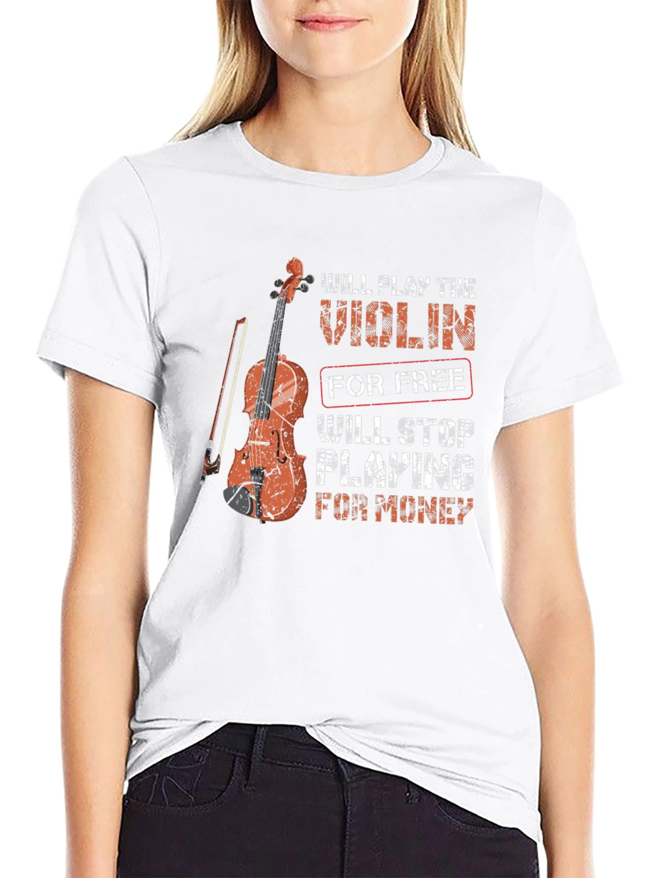 Black Violin Player Graphic T-Shirt - Play for Free, Stop for Money view 9
