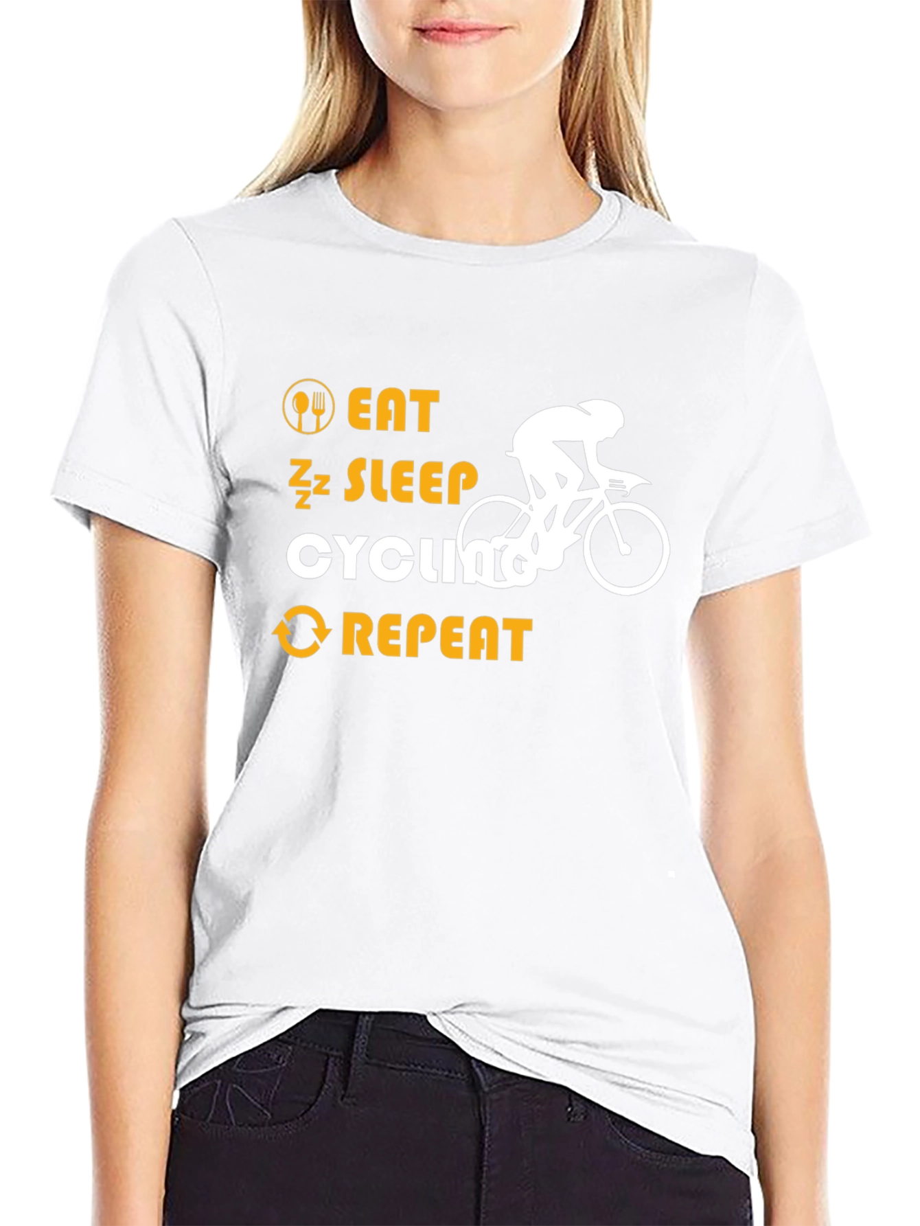 Black Eat Sleep Cycling Repeat T-Shirt view 9