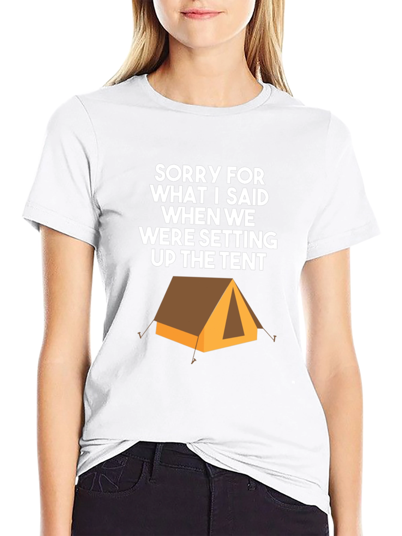 Black Camping Tent Humor Graphic Tee - Sorry For What I Said T-Shirt view 9
