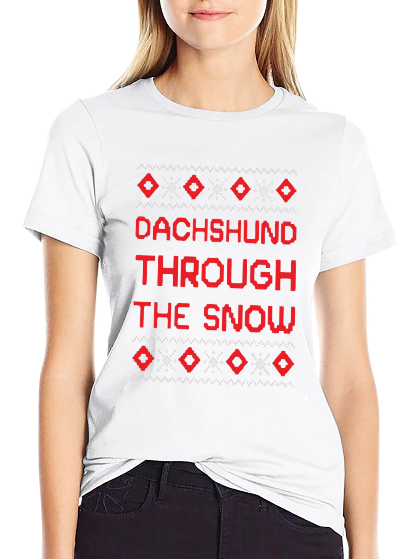 Black Dachshund Through the Snow T-Shirt view 9