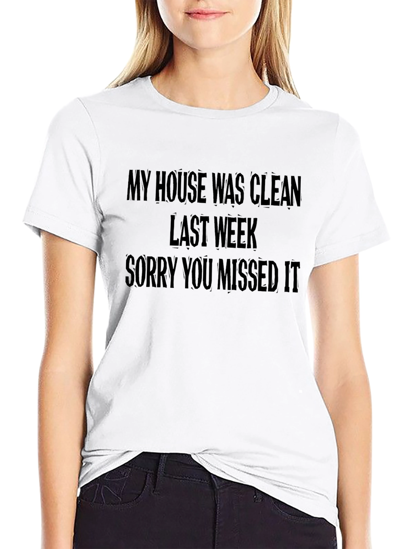 Black Funny "My House Was Clean" Graphic Tee view 9