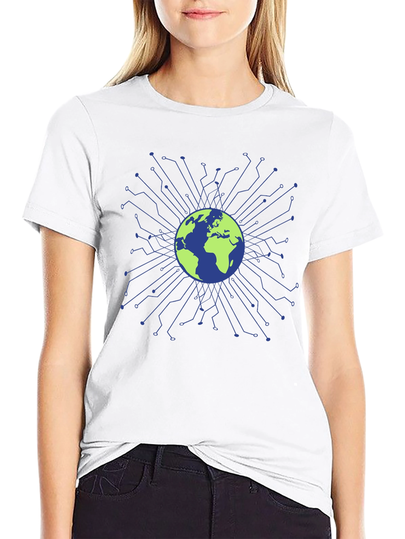 Black Global Tech Circuit T-Shirt - Earth Design view 9