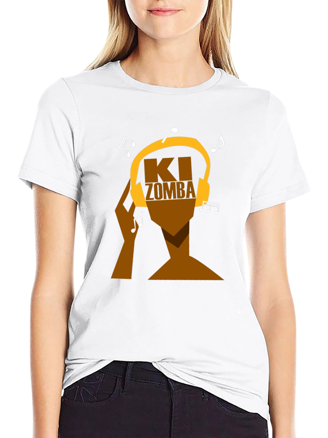 Black Ki Zomba Music Headphone T-Shirt view 9