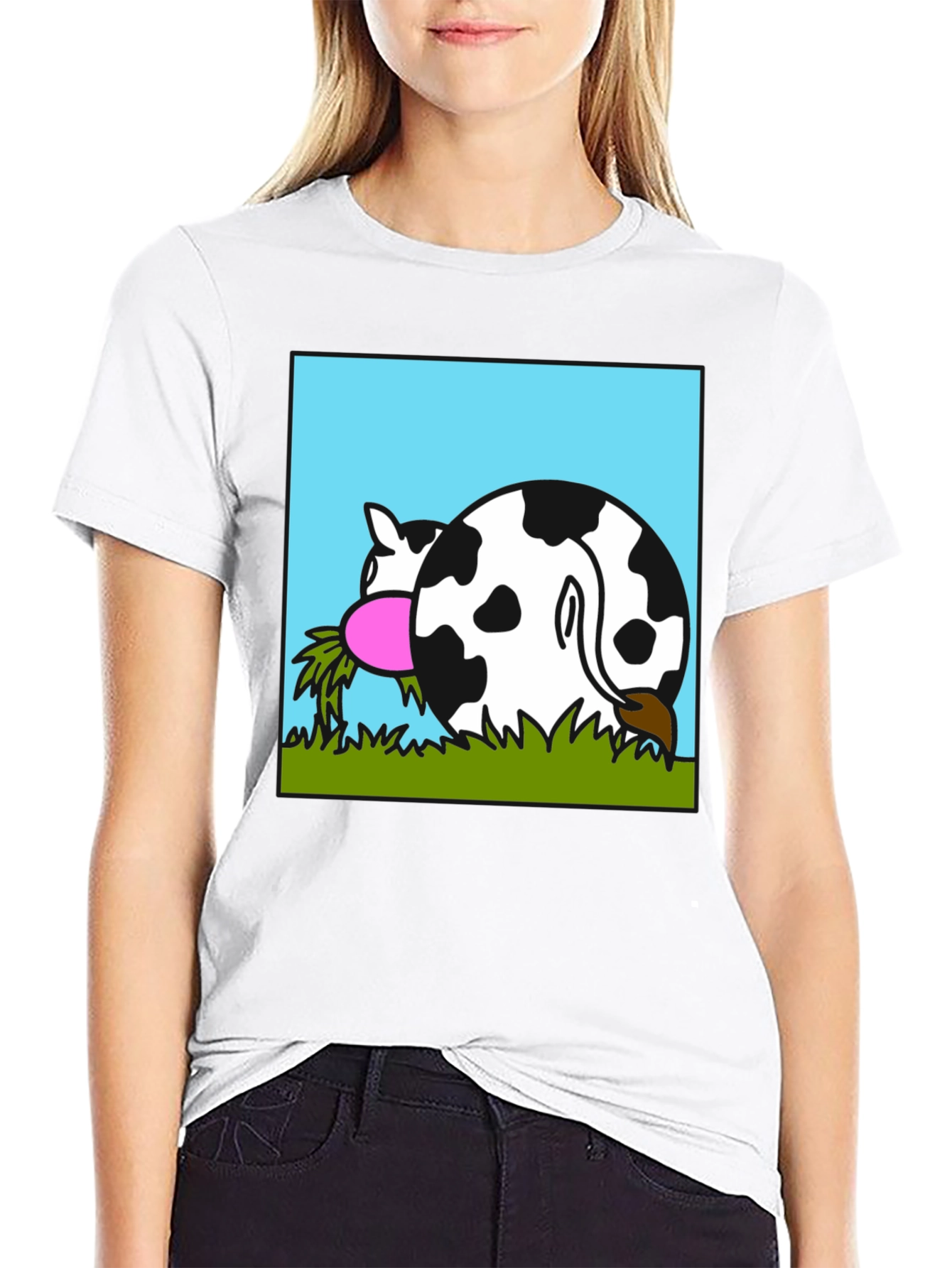Black Funny Cow Butt T-Shirt - Black view 9