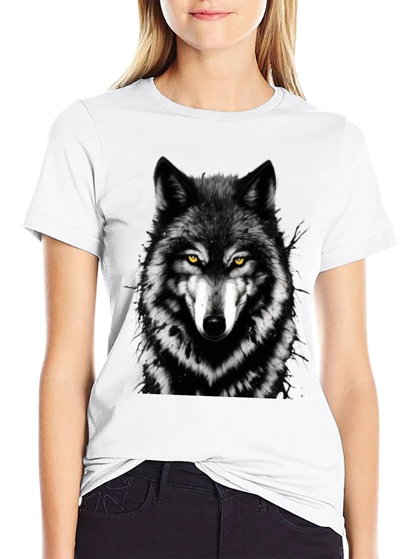 Black Wolf Graphic Tee - Black Cotton Short Sleeve view 9