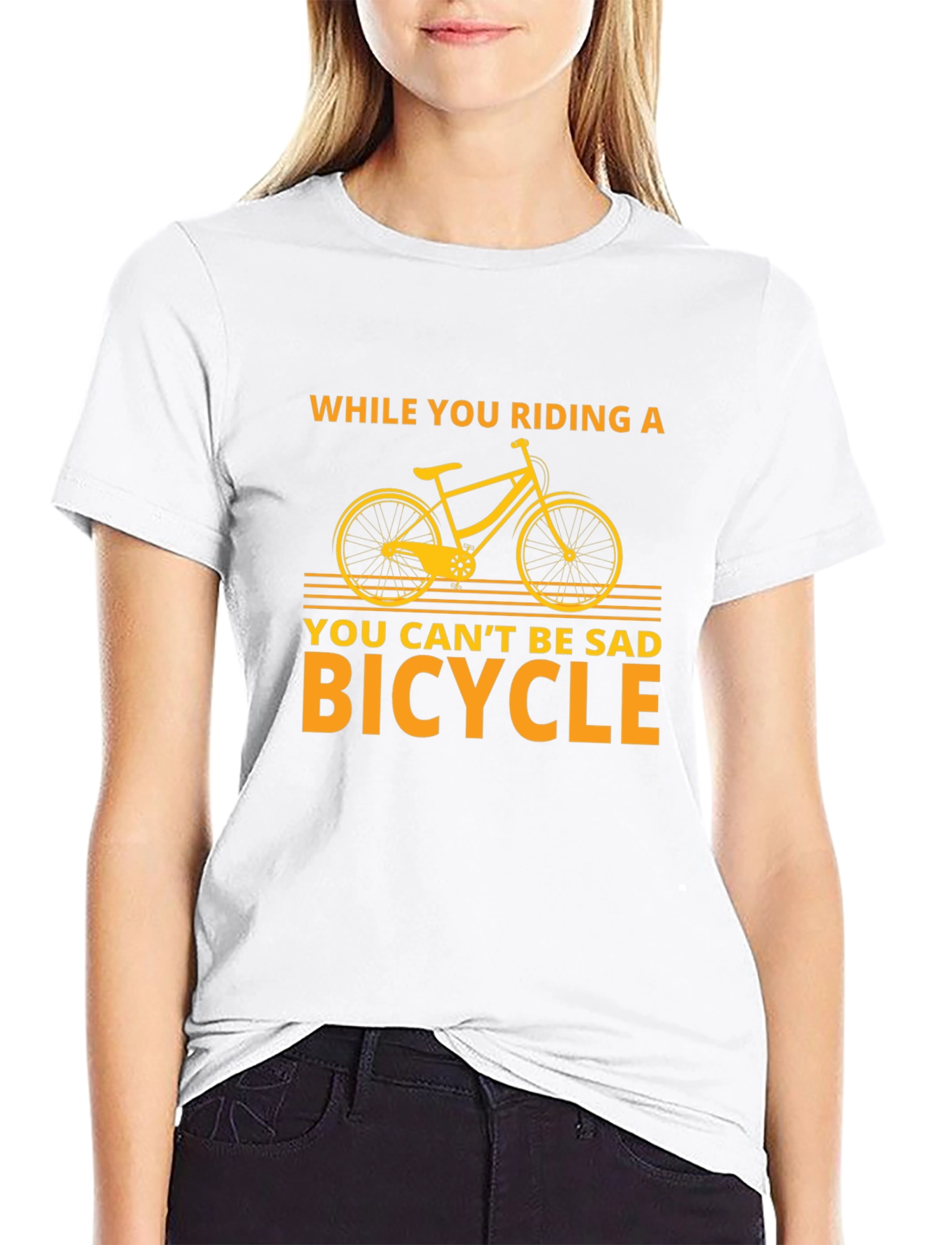 Black Funny Bicycle T-Shirt - You Can't Be Sad Bicycle view 9