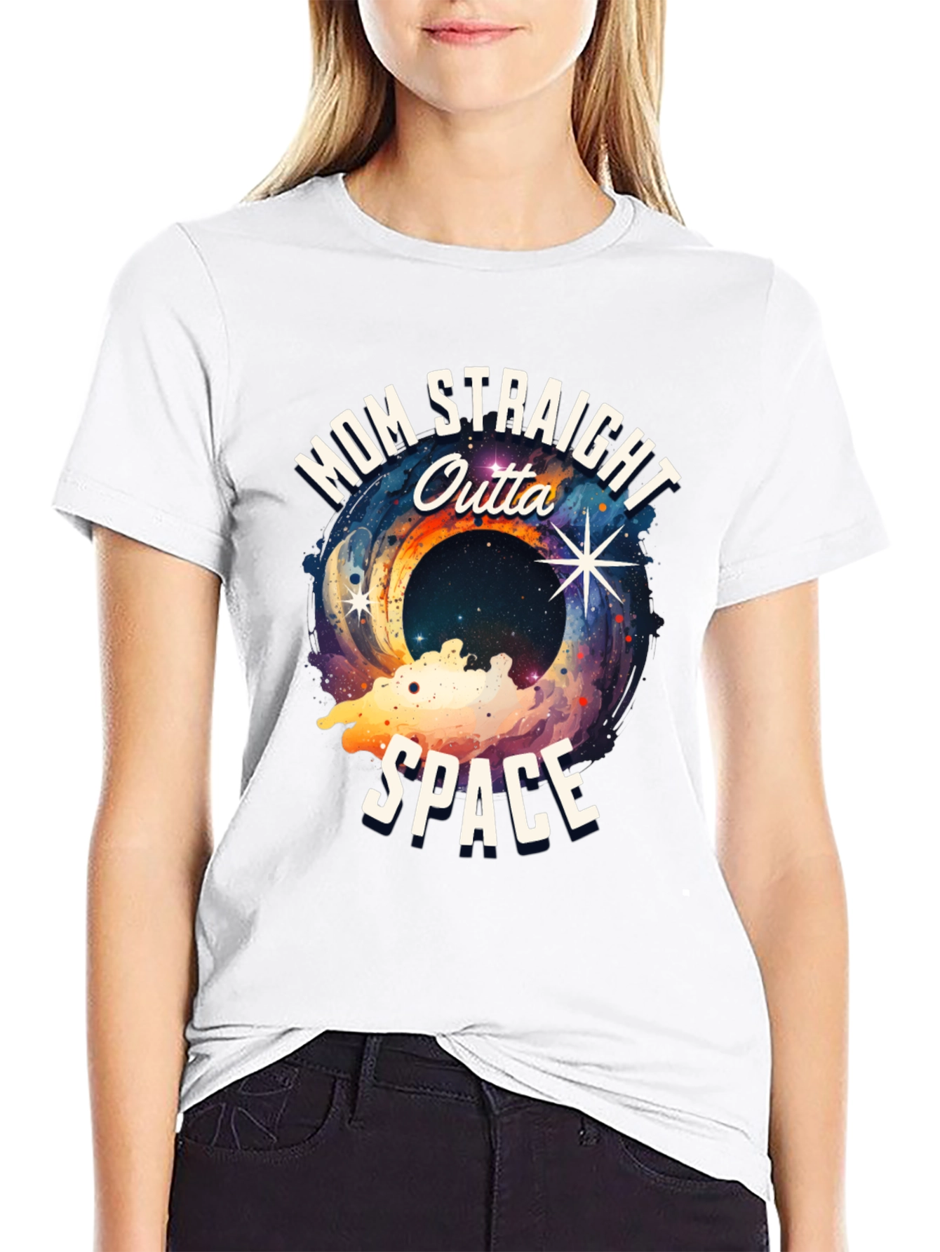 Black Mom Straight Outta Space Graphic T-Shirt view 9