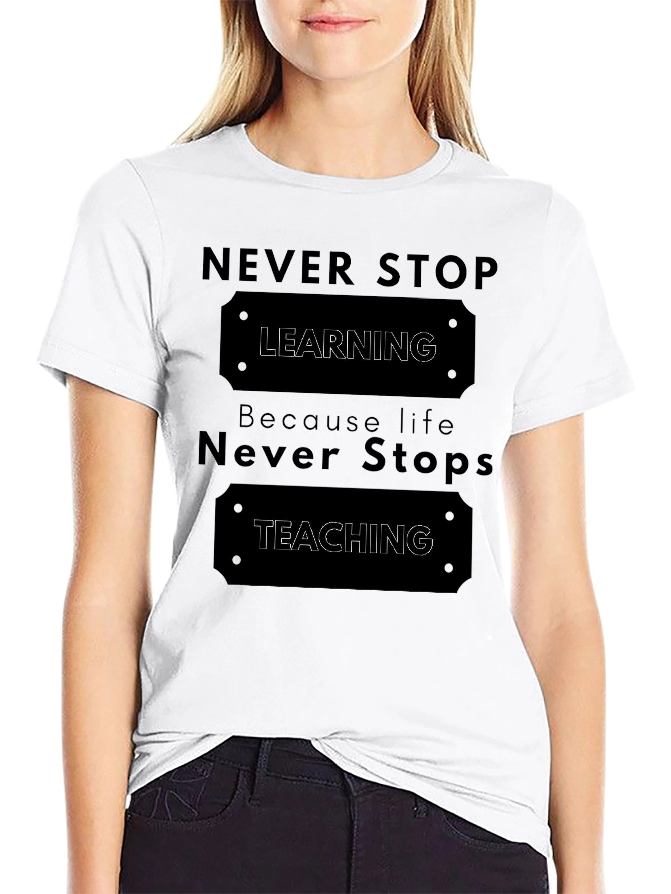 Black Never Stop Learning T-Shirt view 9