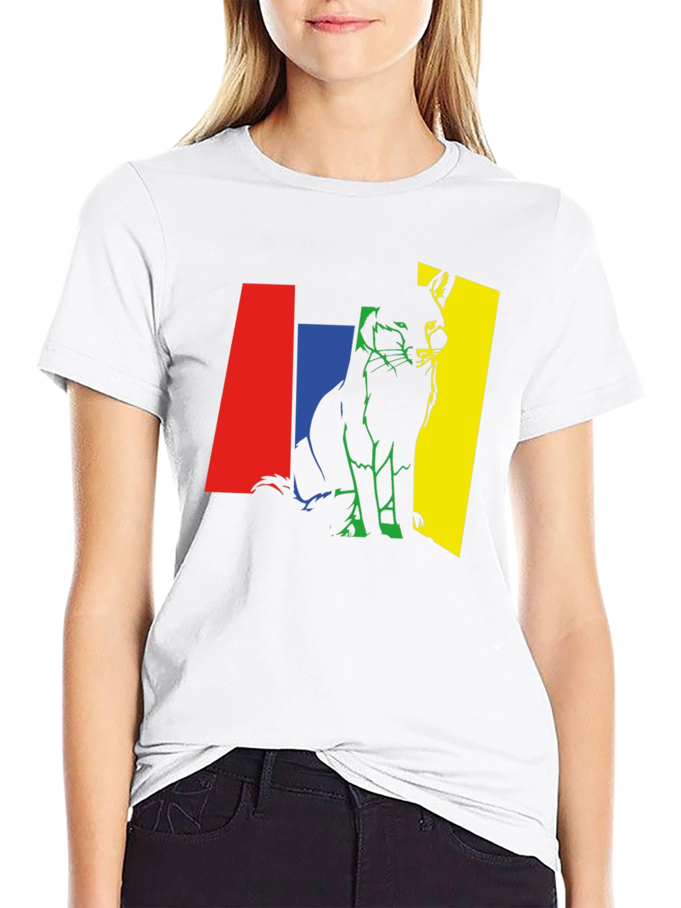 Black Abstract Fox Graphic Tee - Men's Black T-Shirt view 9