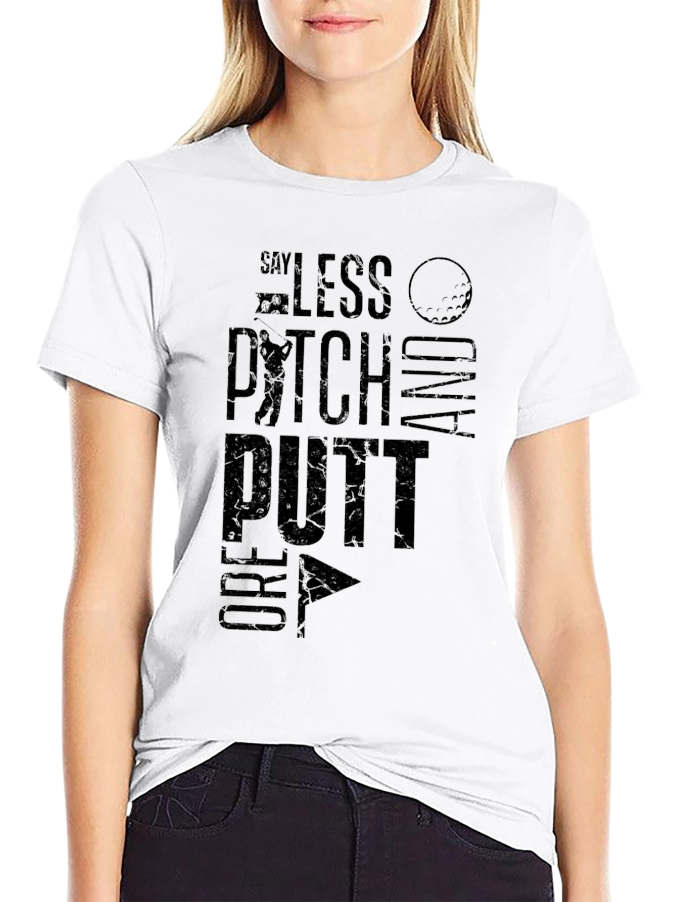 Black Say Less Pitch and Putt Golf T-Shirt view 9