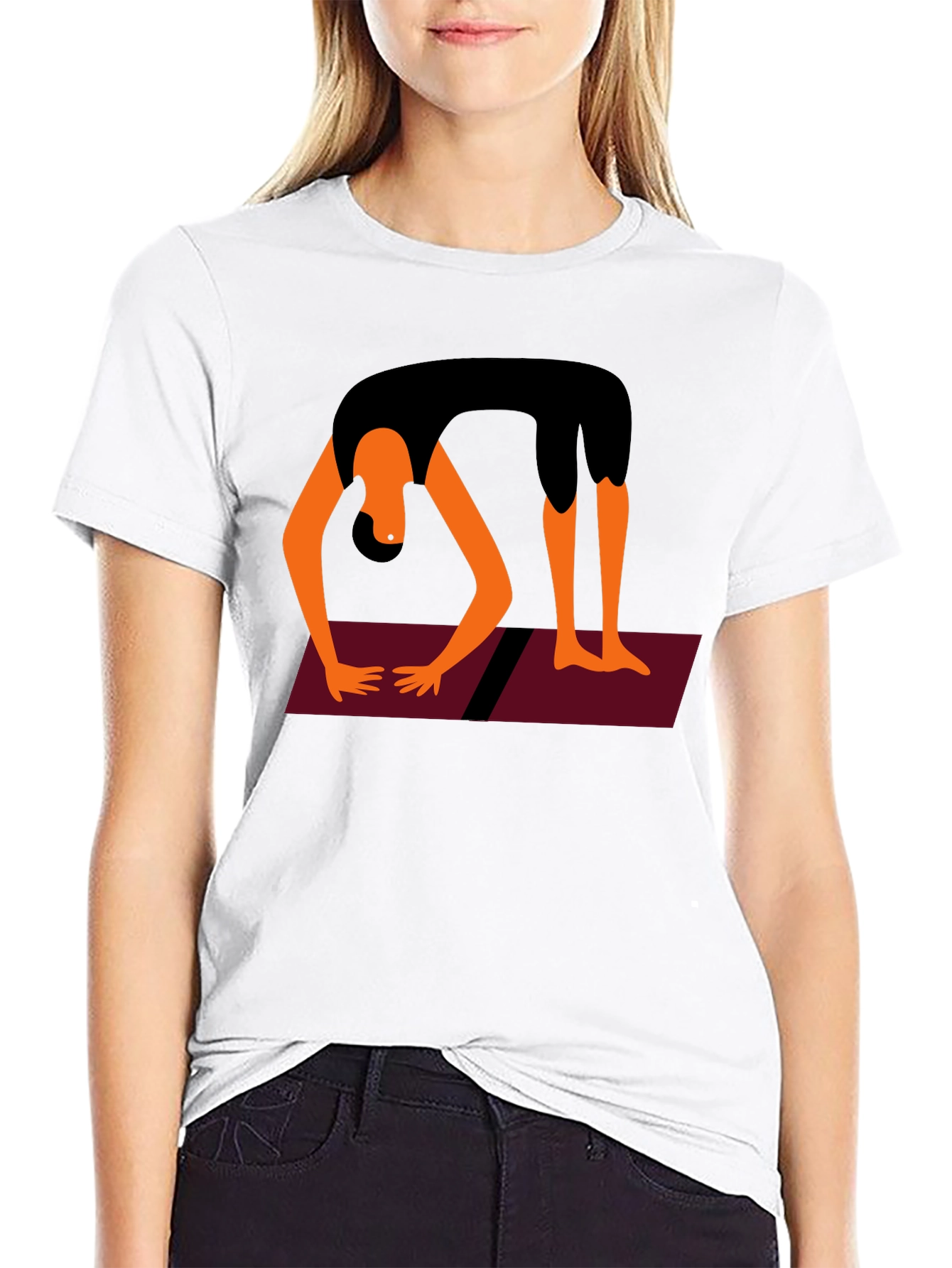 Black Yoga Pose Graphic Tee - Black Cotton Blend view 9