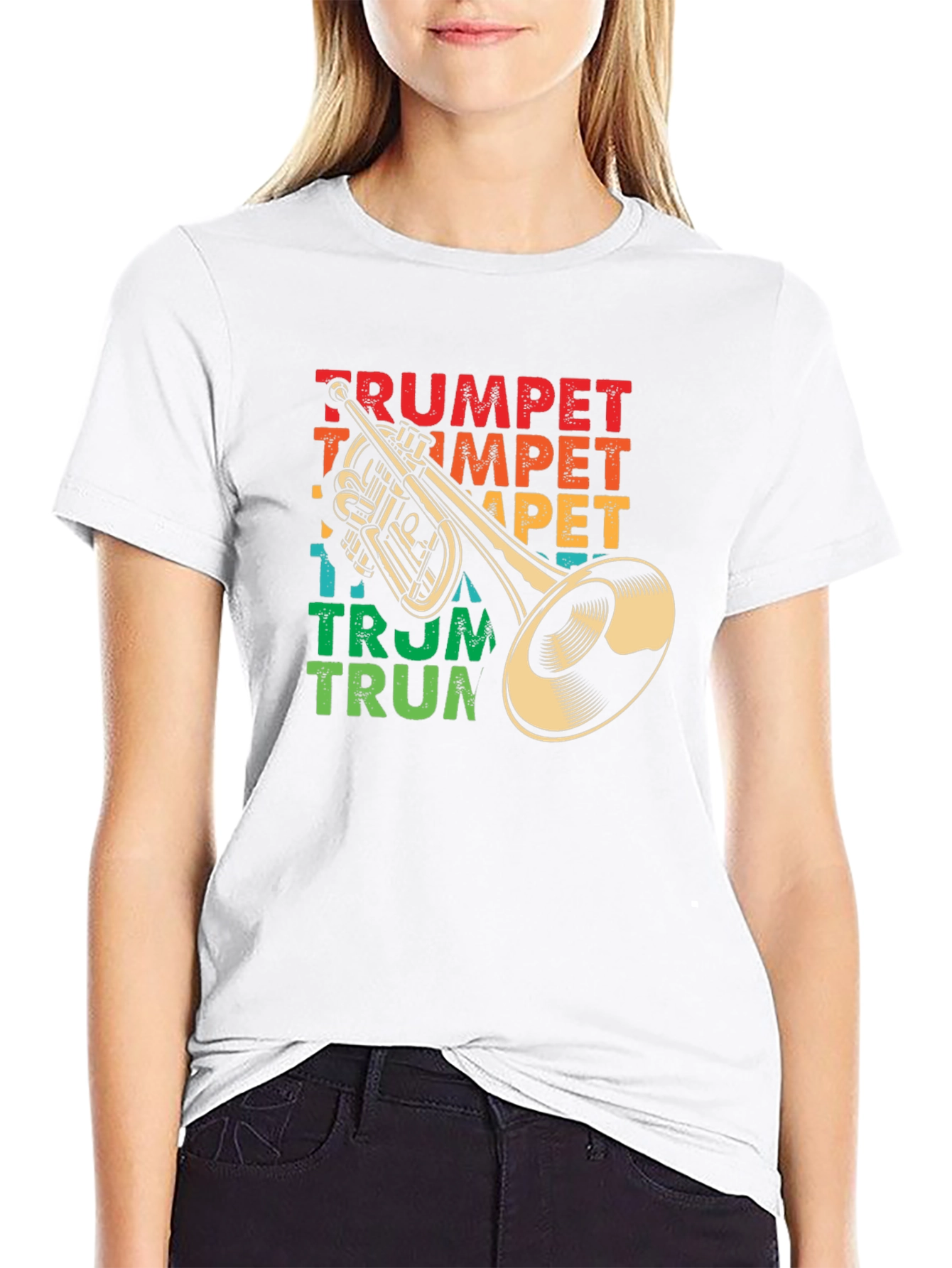 Black Retro Trumpet Graphic T-Shirt - Music Lover Tee view 9