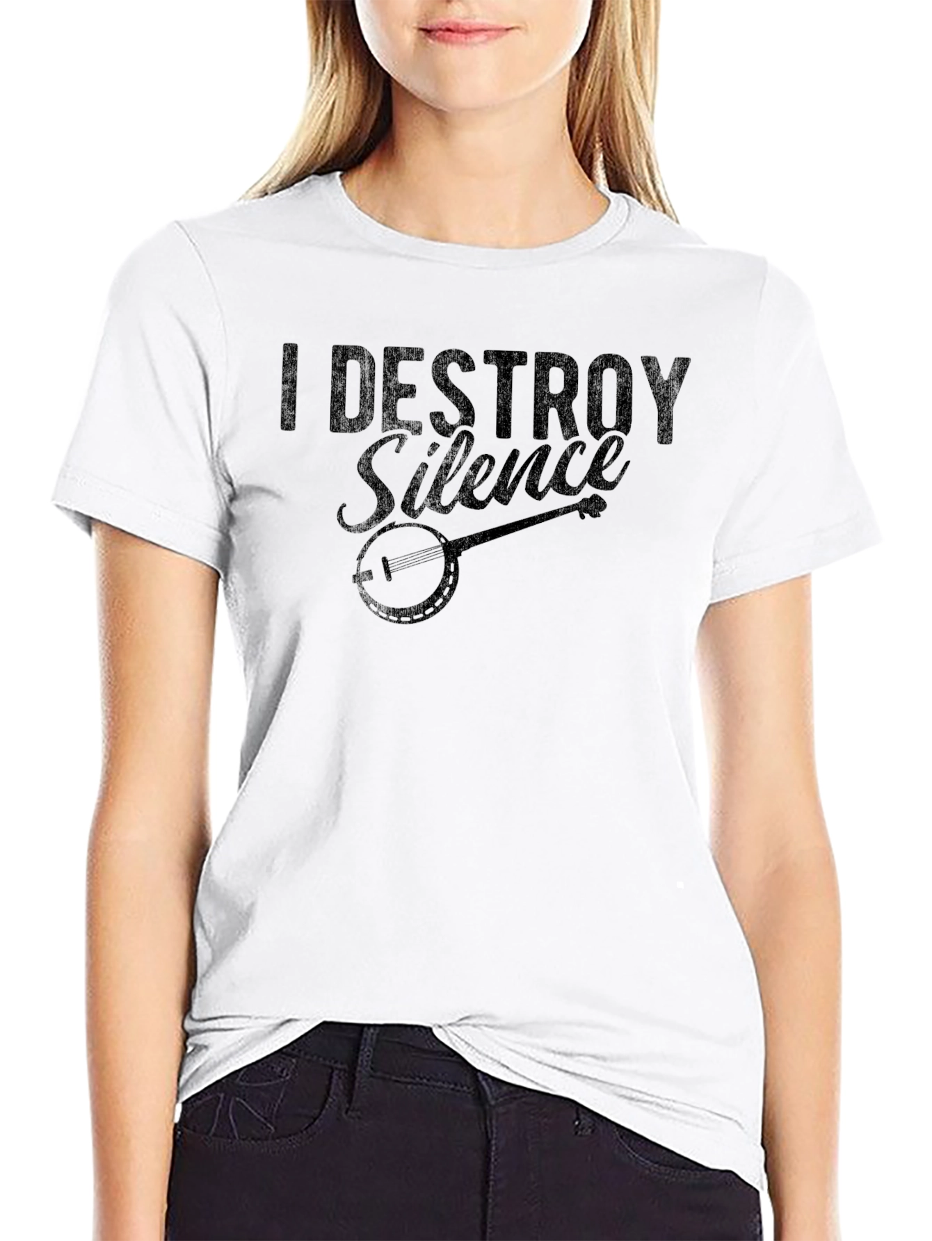 Black I Destroy Silence Banjo Graphic Tee - Black view 9