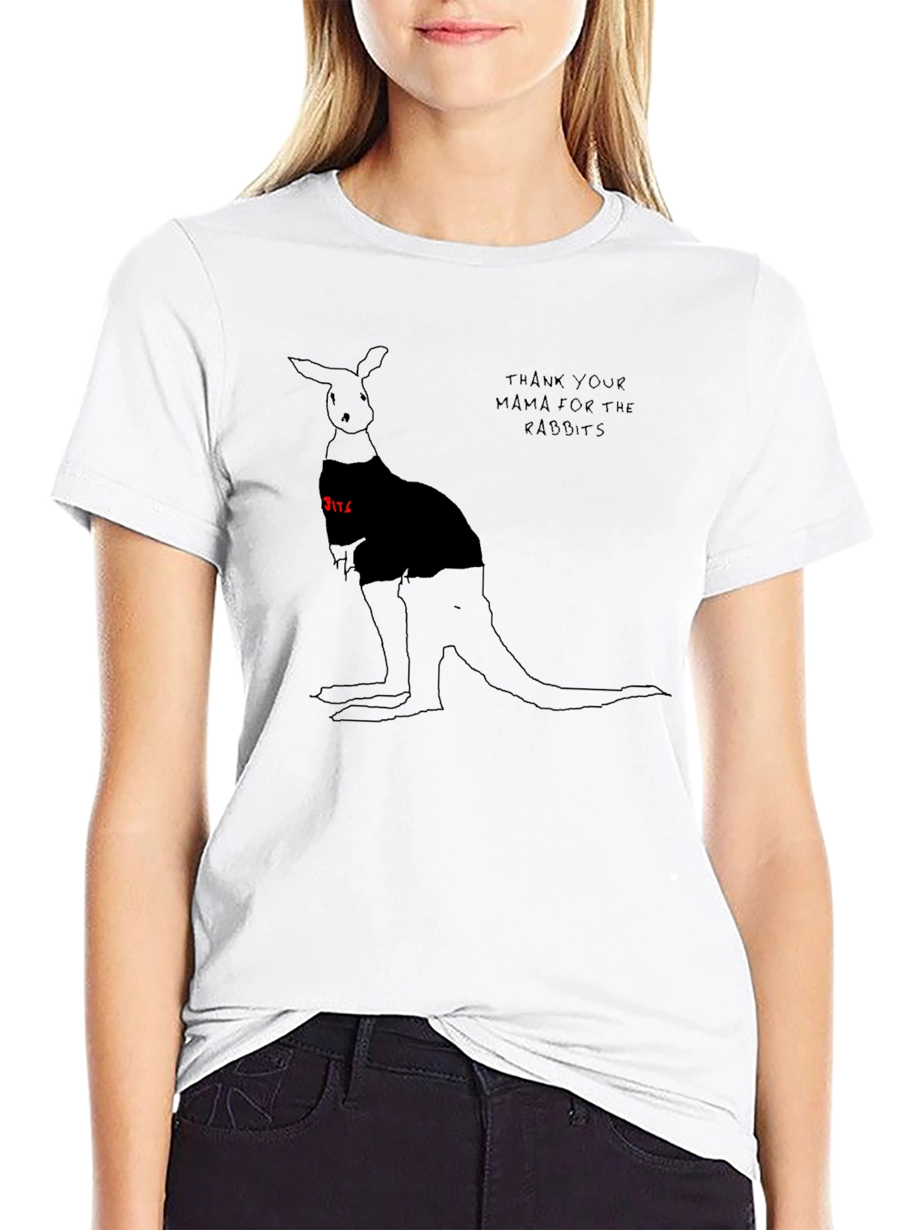 Black Kangaroo Graphic Black T-Shirt - Novelty Tee view 9