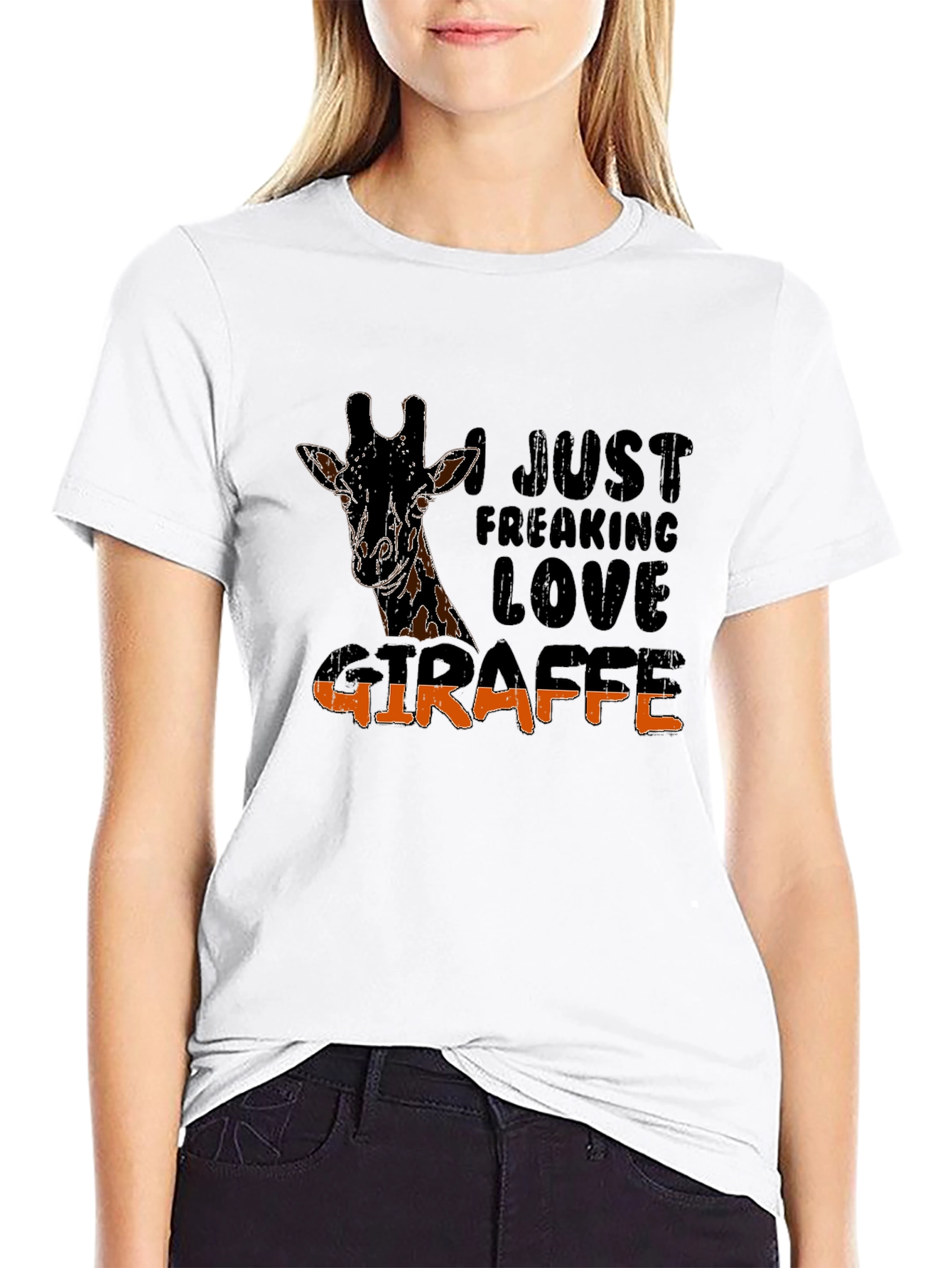 Black I Just Freaking Love Giraffe Graphic Tee view 9