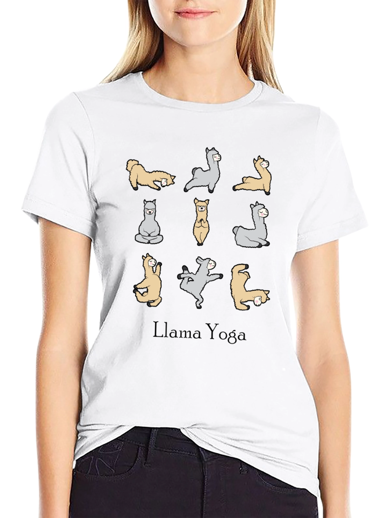 Black Llama Yoga Graphic Tee - Soft Cotton Blend view 9