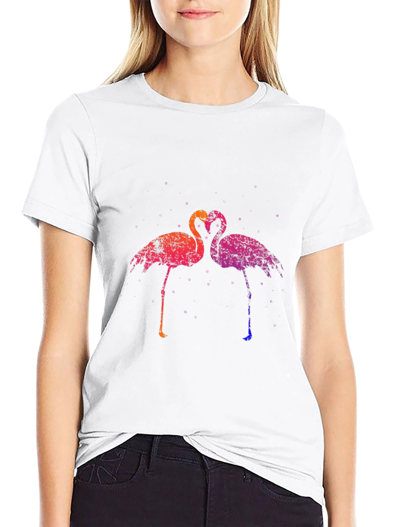 Black Flamingo Heart T-Shirt - Stylish Graphic Tee view 9