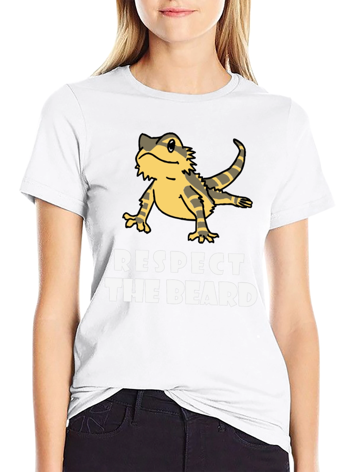 Black Respect The Beard Bearded Dragon T-Shirt view 9