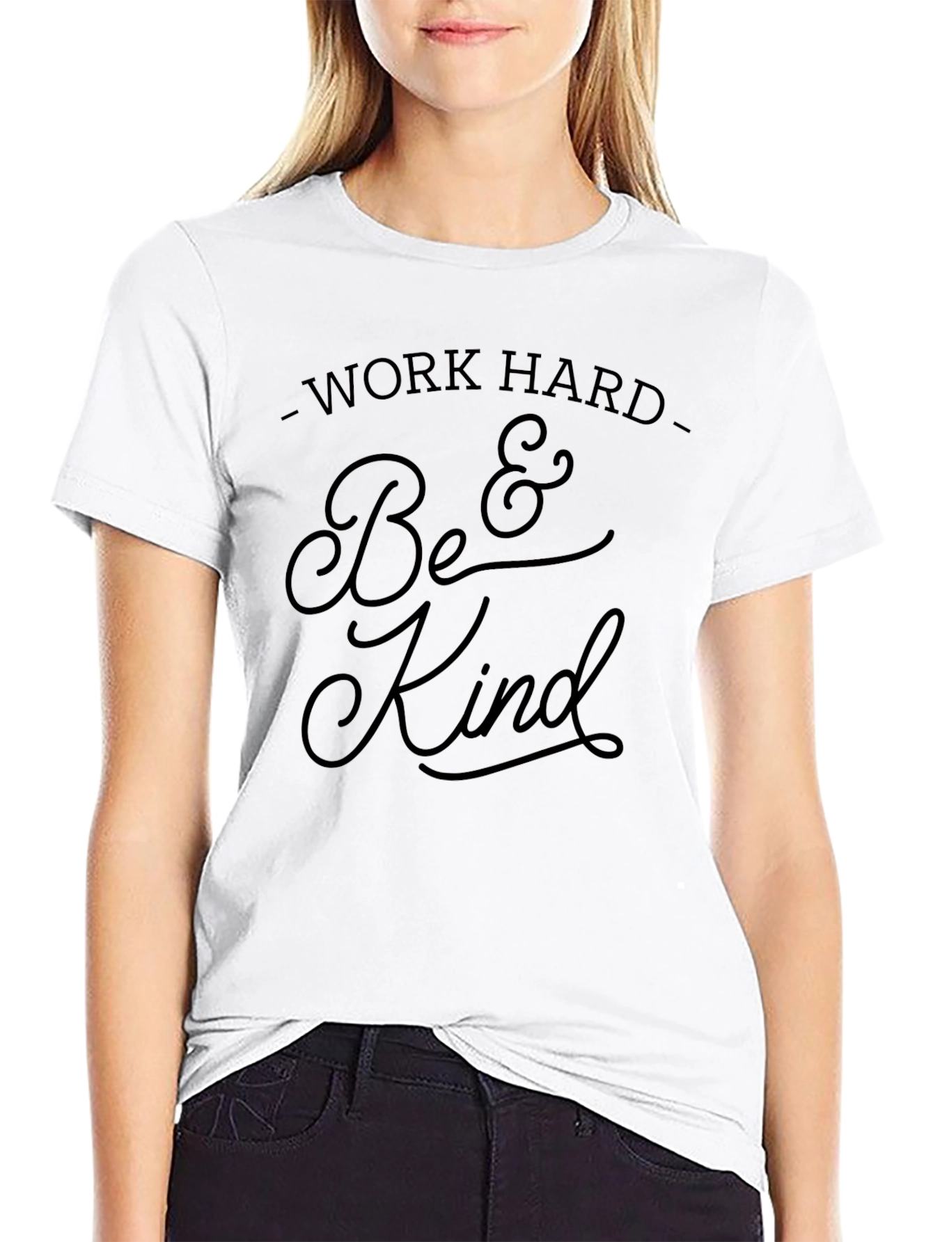 Black Work Hard & Be Kind Graphic Tee - Soft Cotton Blend view 9