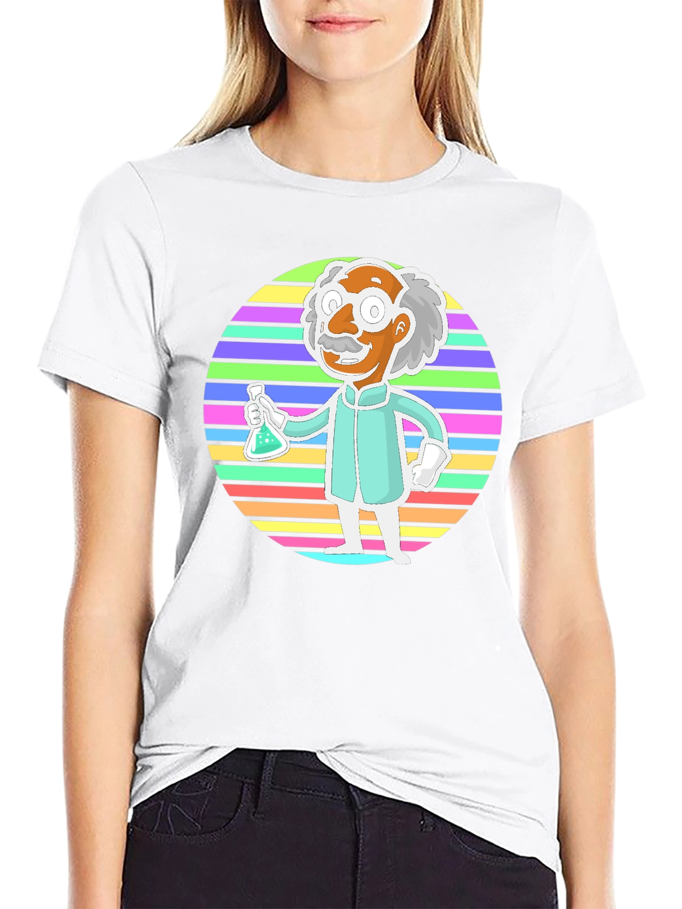 Black Cartoon Scientist T-Shirt - Retro Science Tee view 9