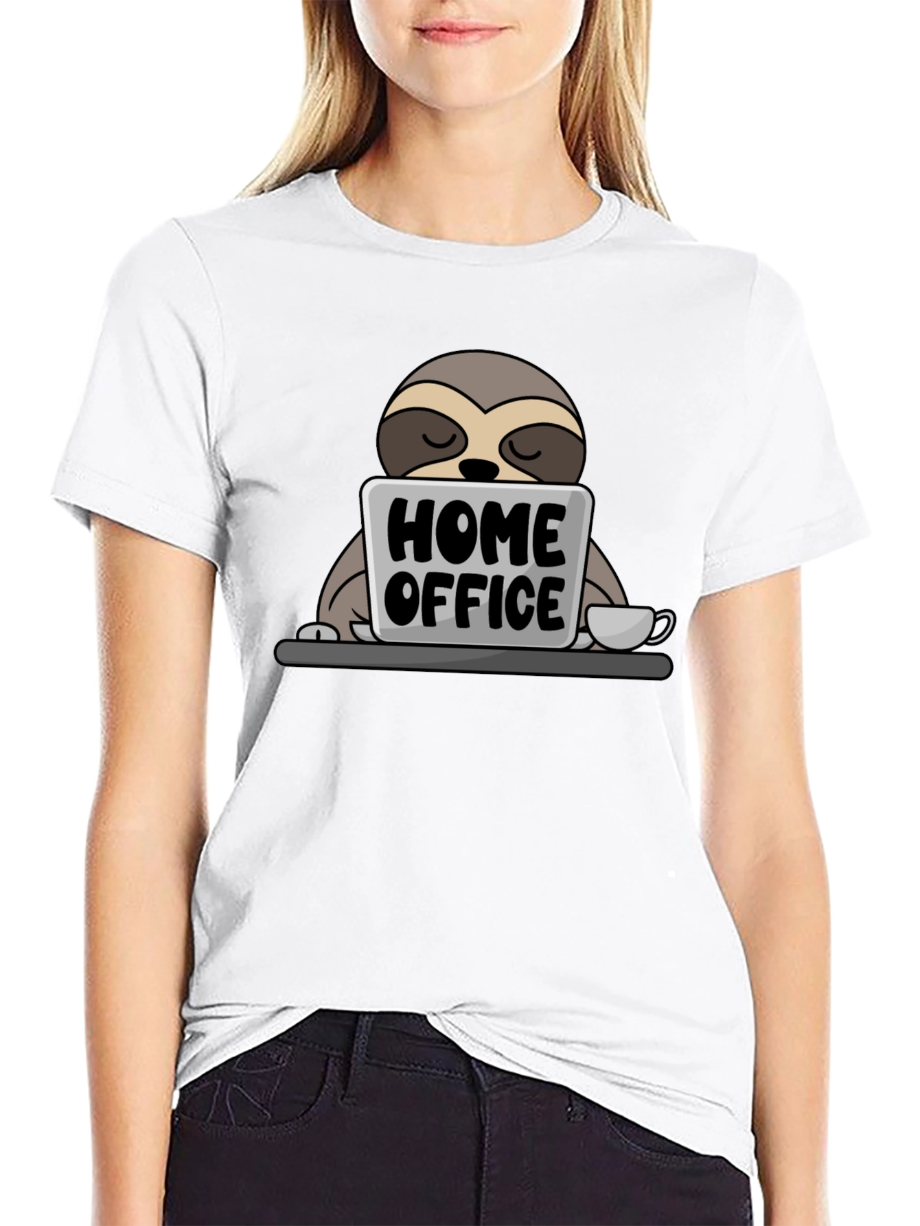 Black Home Office Sloth T-Shirt - Cute Work From Home Tee view 9