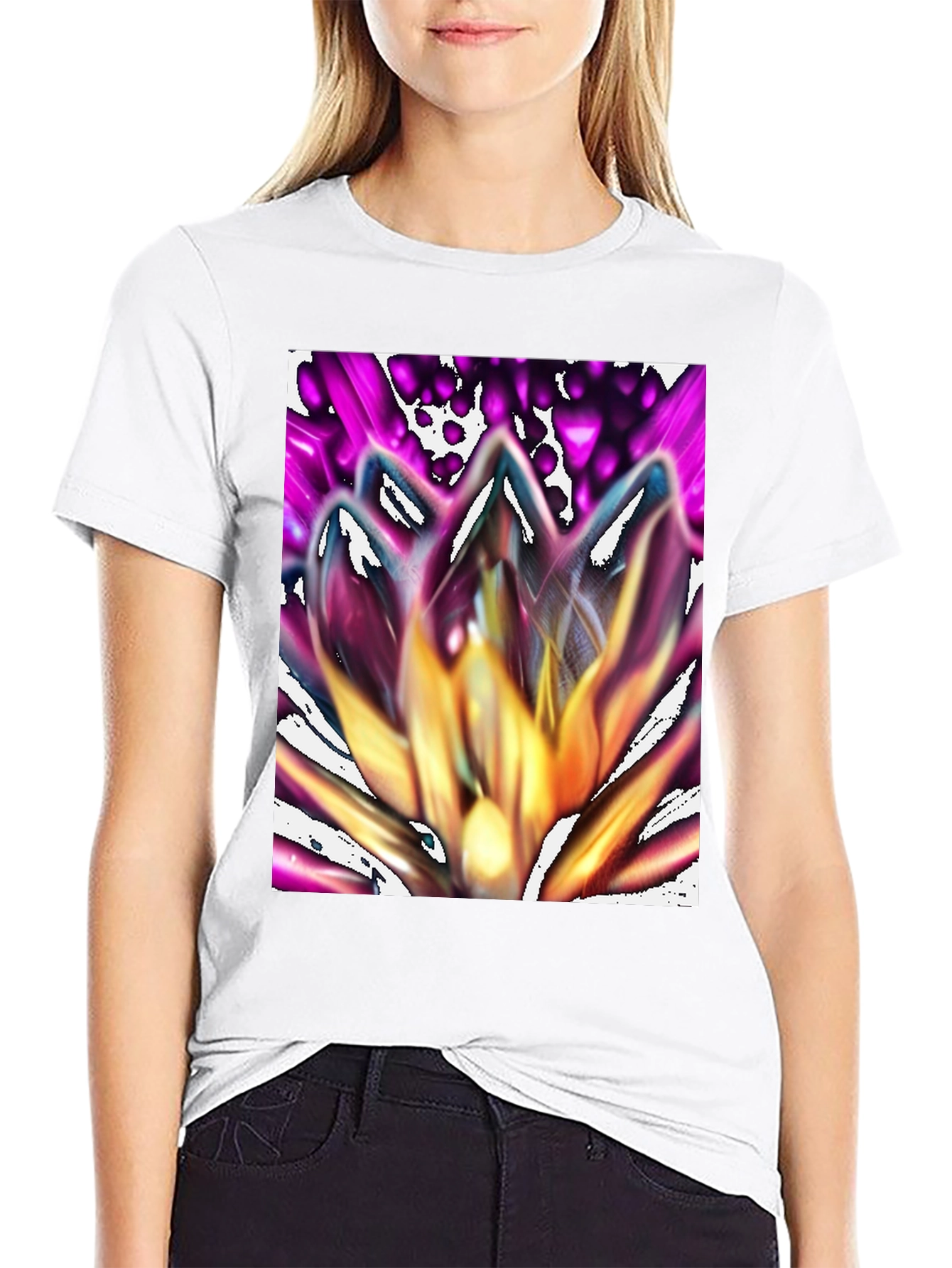Black Abstract Flower Graphic Tee - Stylish Unisex T-Shirt view 9