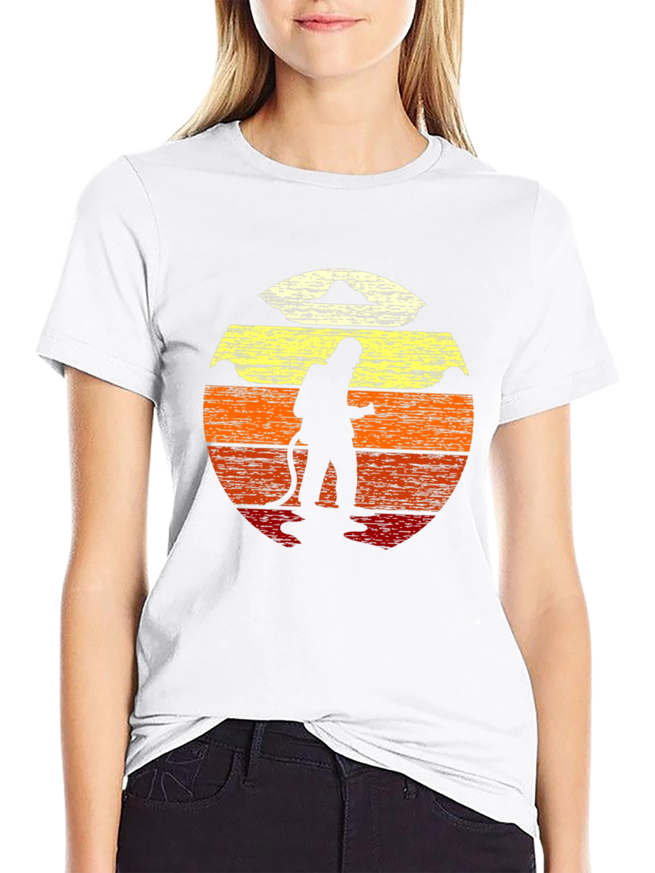 Black Firefighter Sunset Graphic Tee view 9