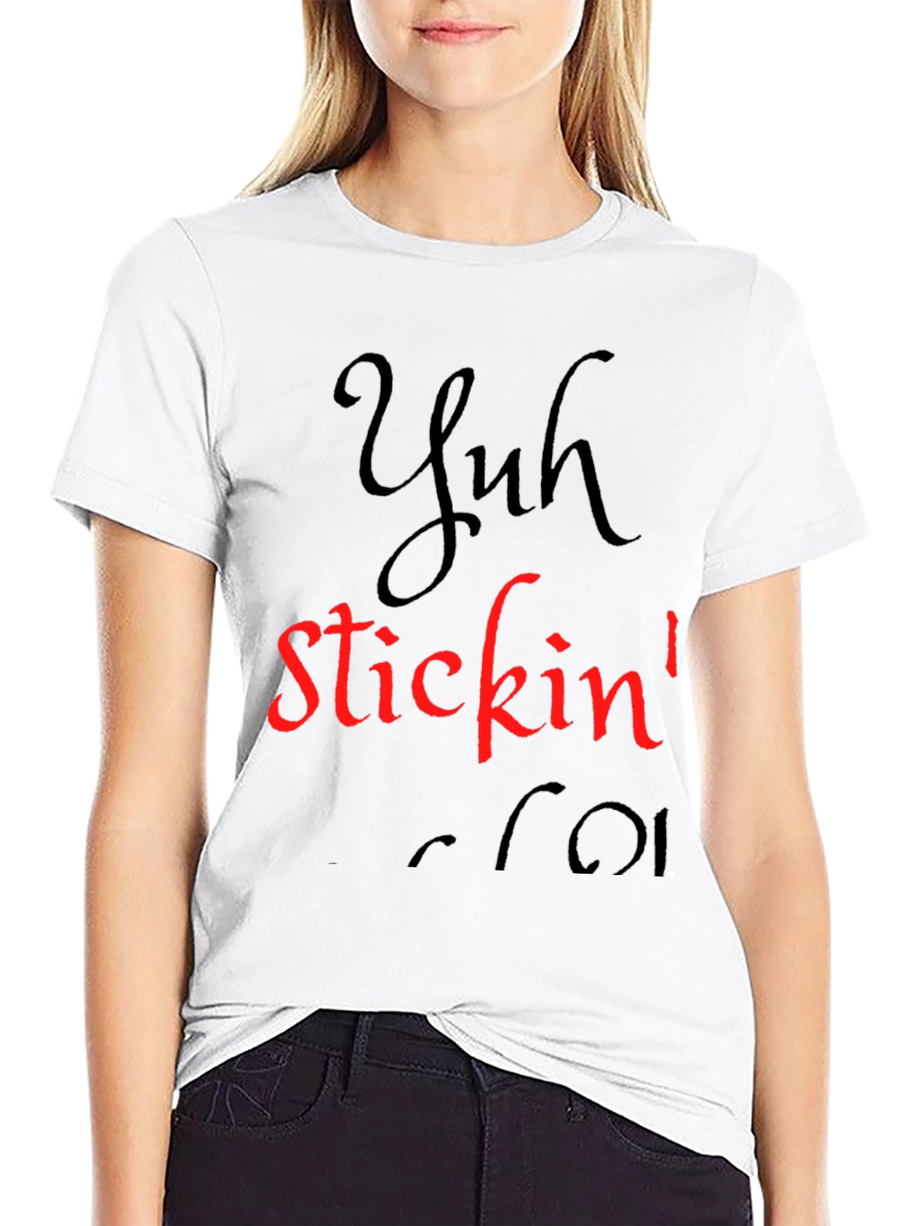 Black Yuh Stickin' T-Shirt - Black Graphic Tee view 9