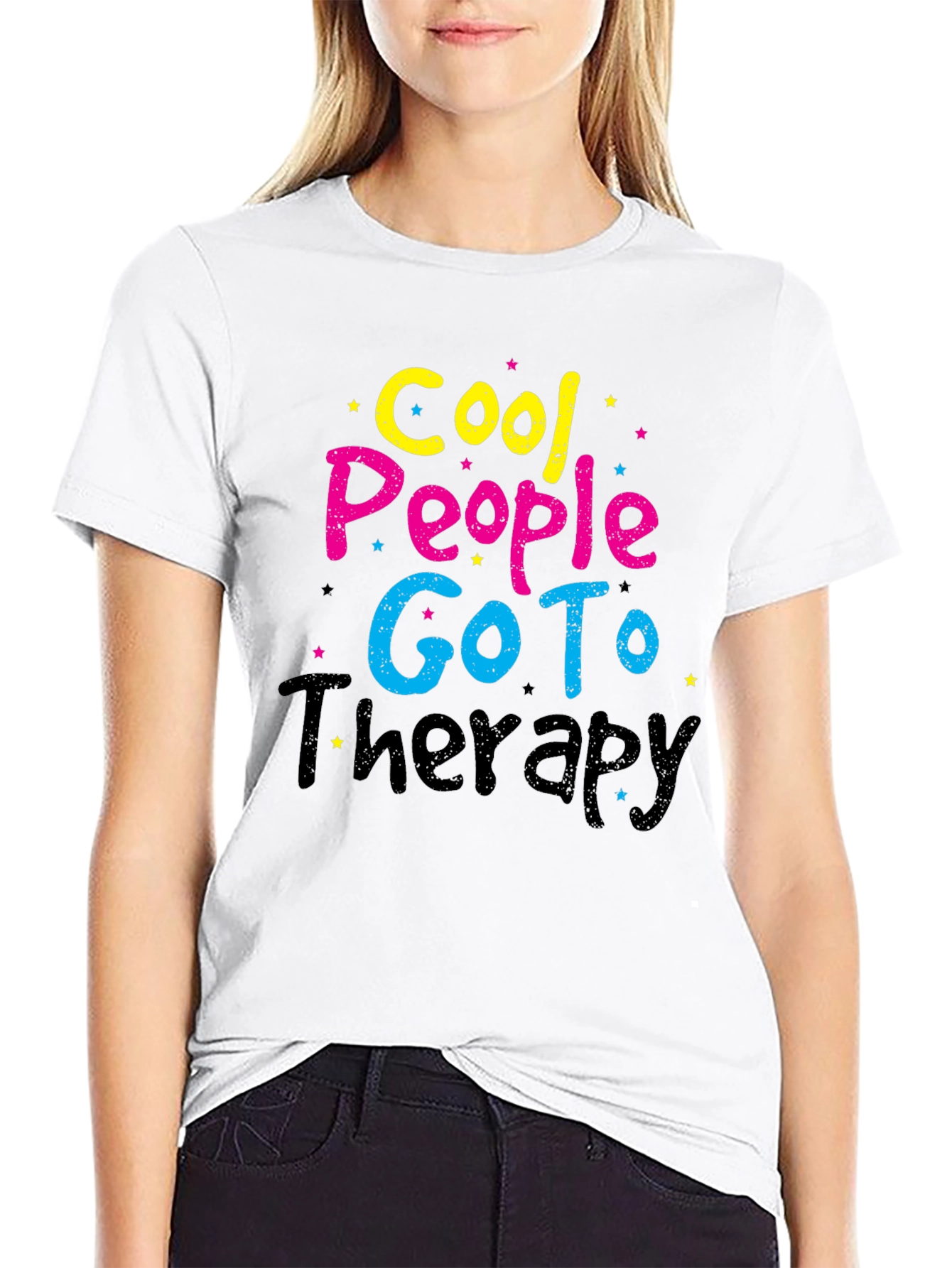 Black Cool People Go To Therapy Black T-Shirt view 9
