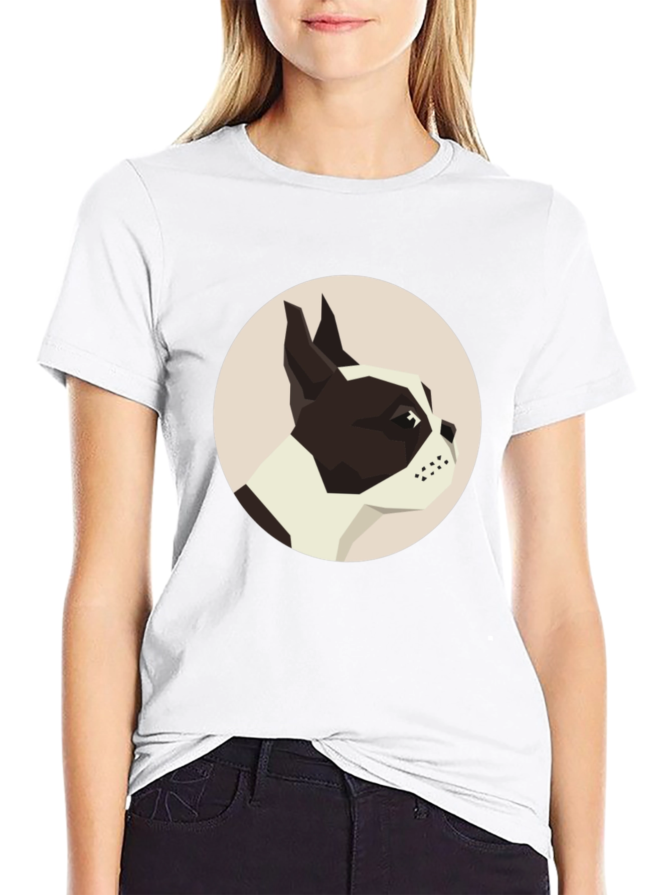 Black Geometric Dog Graphic Tee - Modern Canine Design view 9