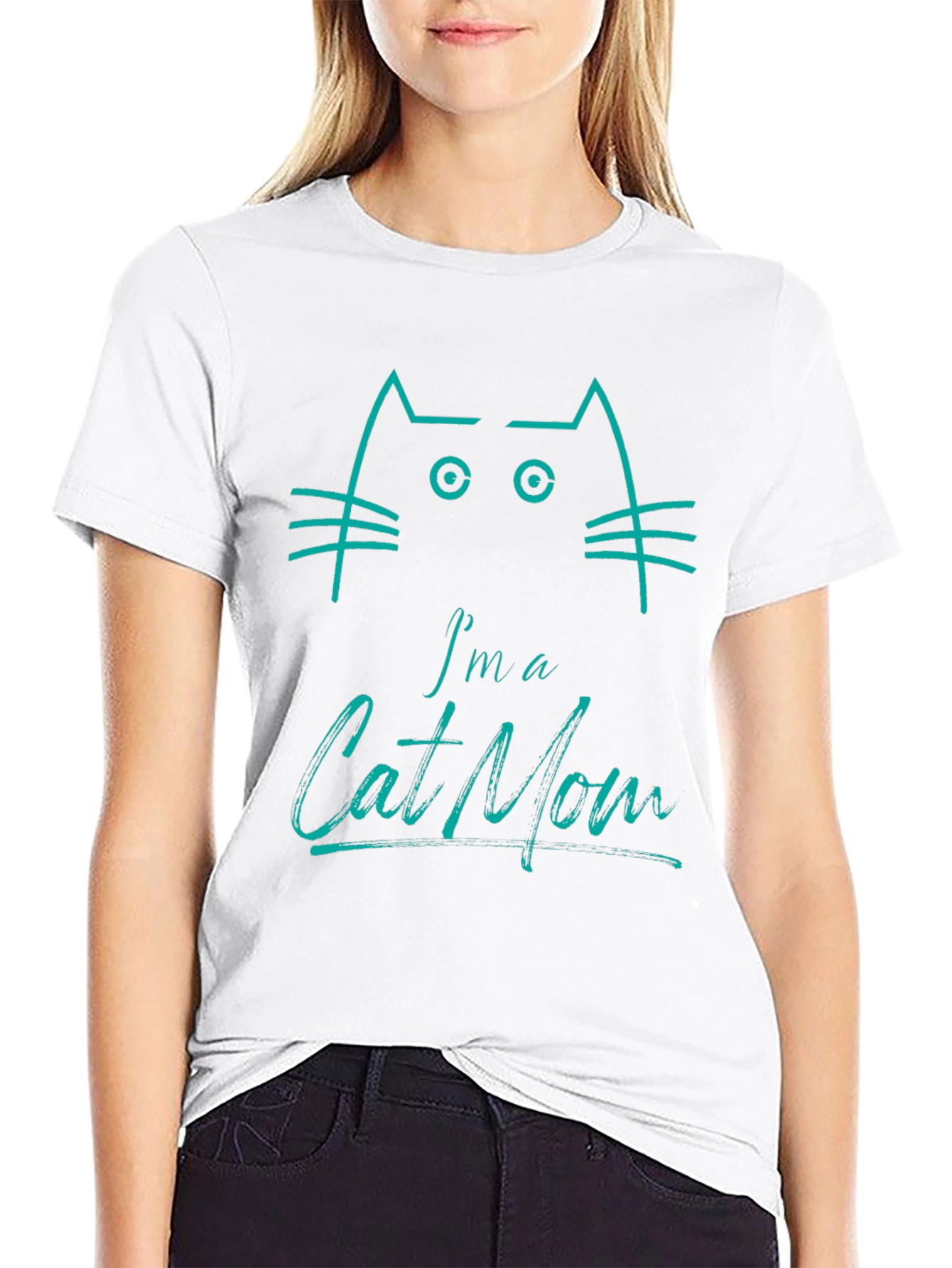 Black I'm a Cat Mom Graphic Tee - Unisex Black T-Shirt view 9