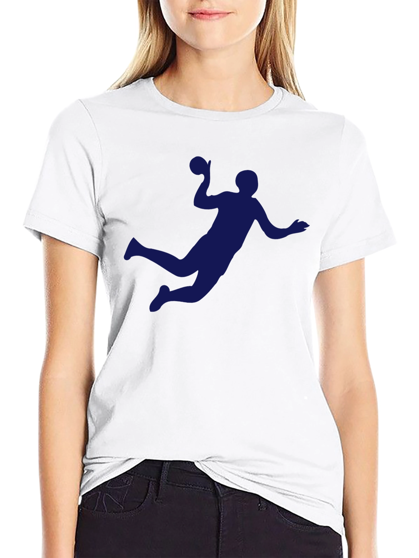 Black Handball Player Graphic Tee - Sporty Black T-Shirt view 9