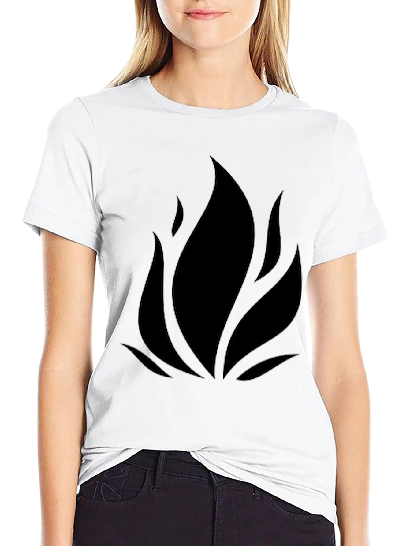 Black Minimalist Flame Graphic Black T-Shirt view 9