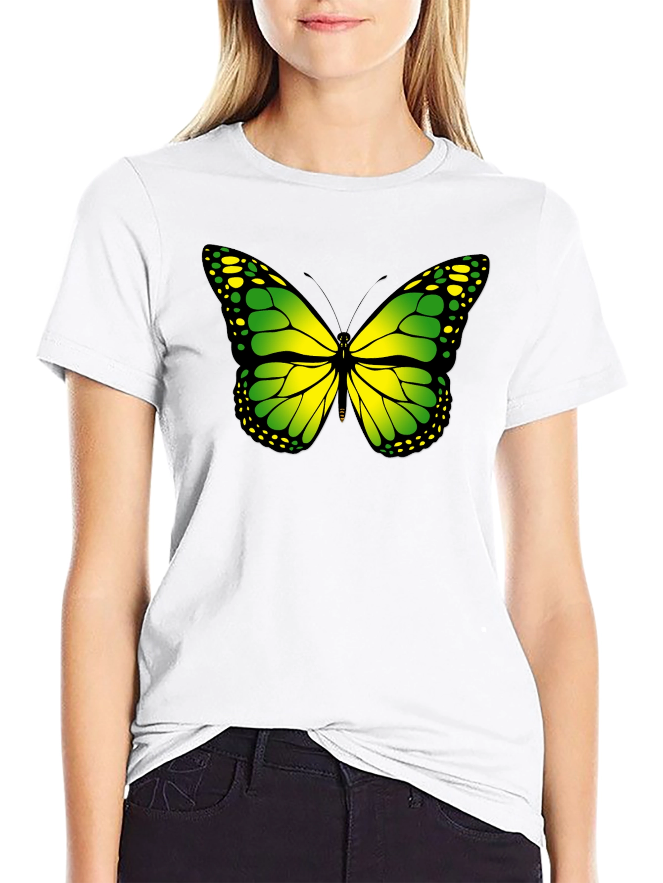 Black Butterfly Graphic Tee - Black Cotton T-Shirt view 9